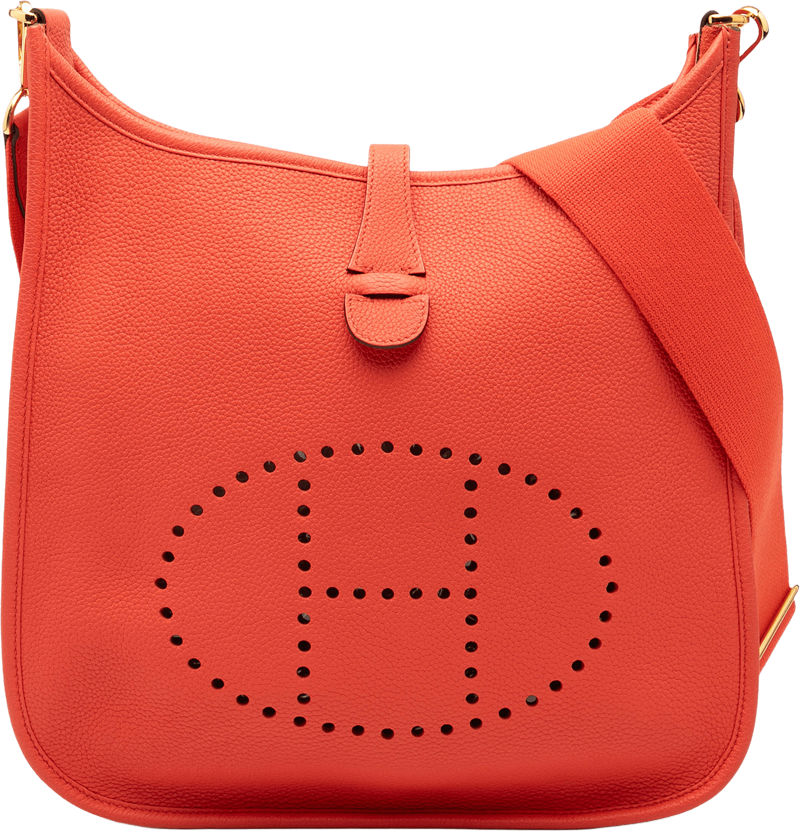 Hermès Clemence Evelyne Iii 29, från Luxclusif, i färgen red orange.