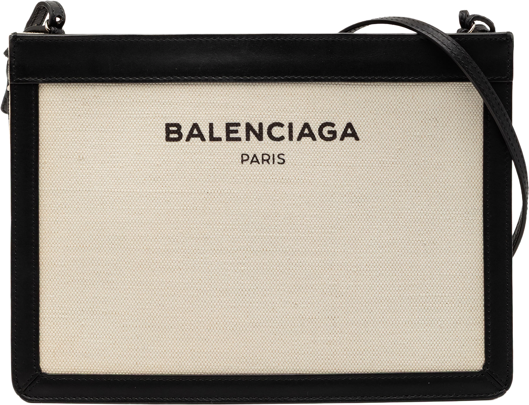 Balenciaga Canvas Navy Pochette Crossbody, från Luxclusif, i färgen light beige.