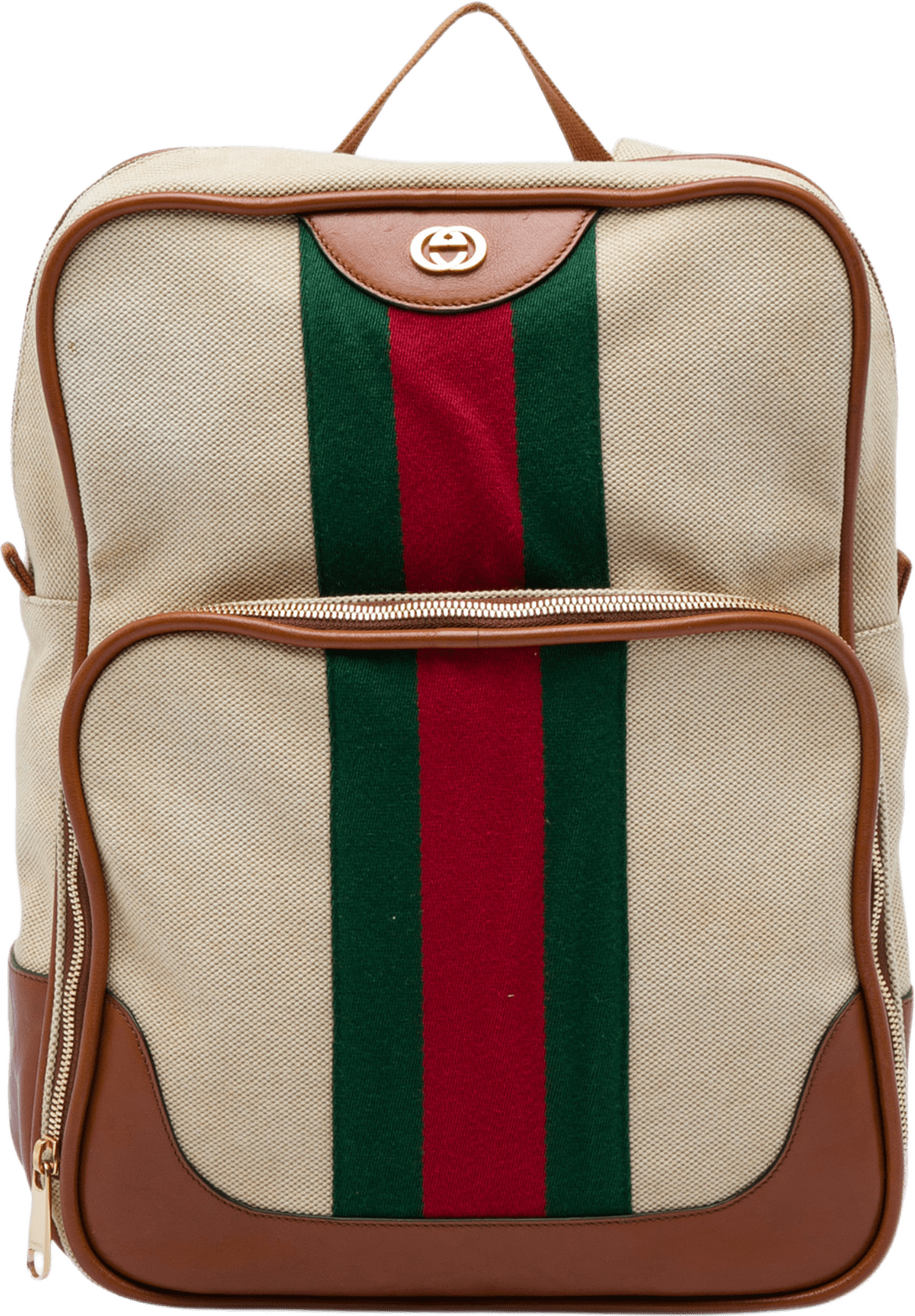 Gucci Canvas Web Backpack, från Luxclusif, i färgen beige.