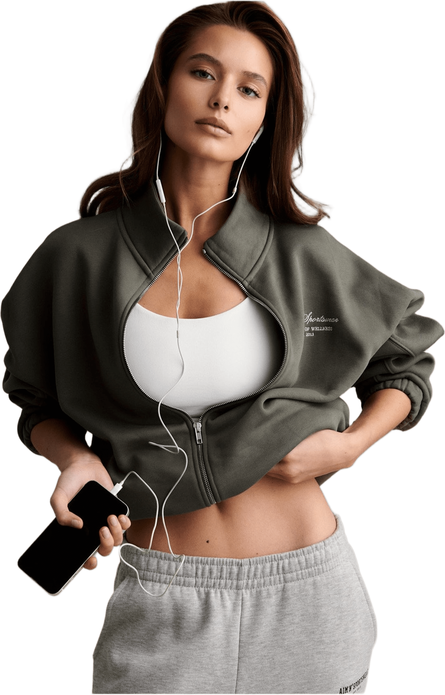 Script Zip Jacket, från aim'n, i färgen ivy.