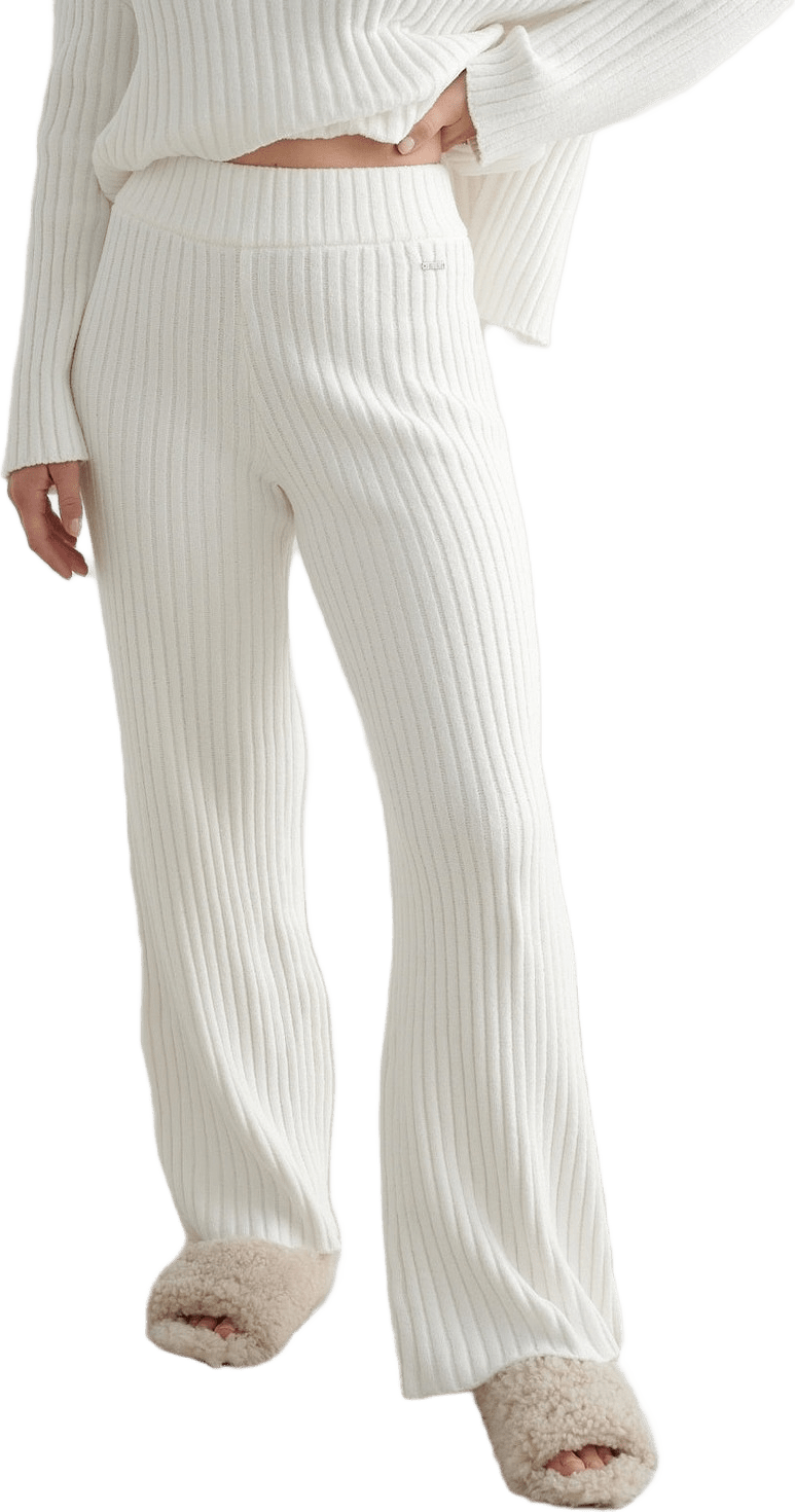 Almond White Rib Knit Pants