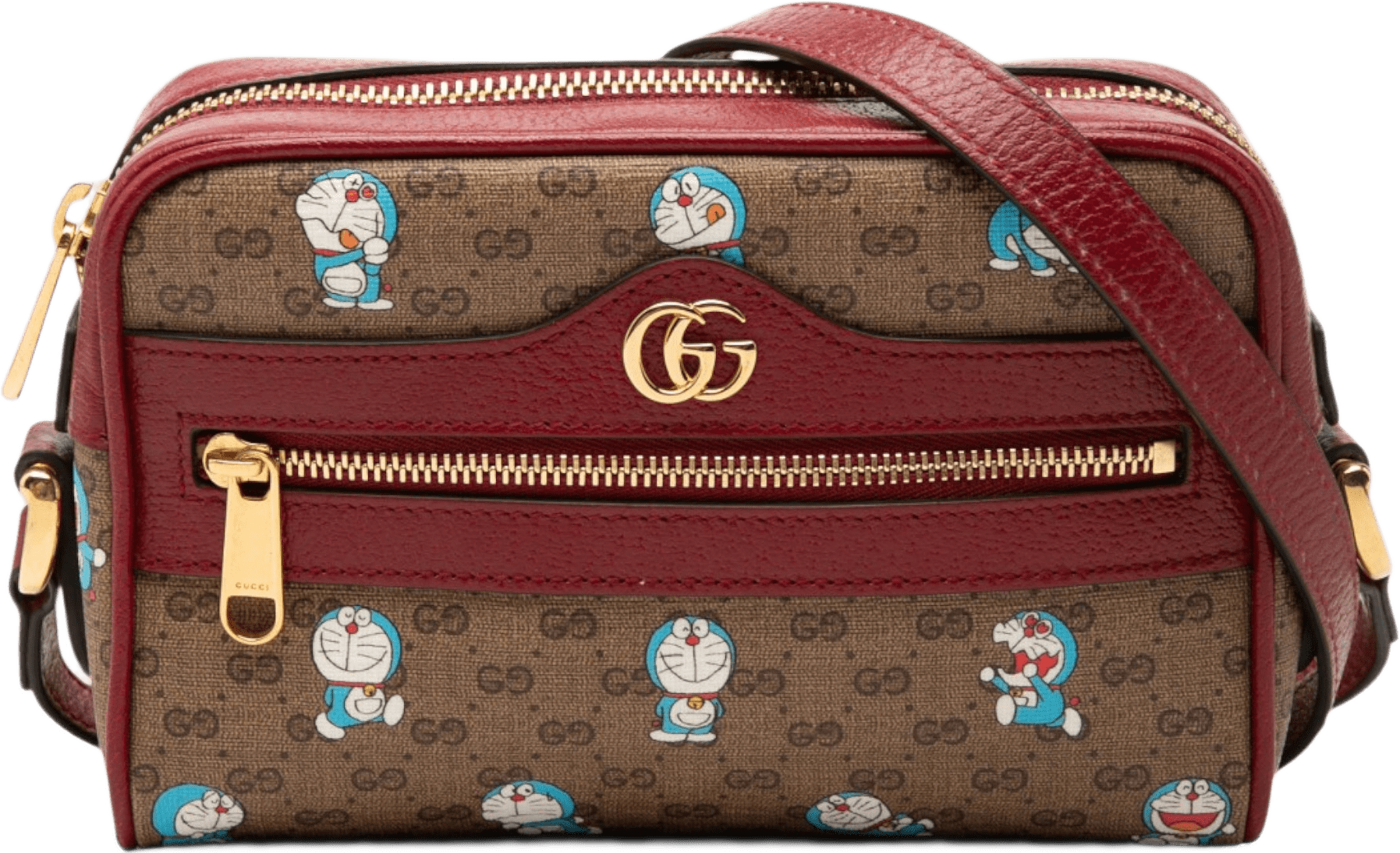 Gucci Mini Gg Supreme Doraemon Camera Bag, från Luxclusif, i färgen beige.