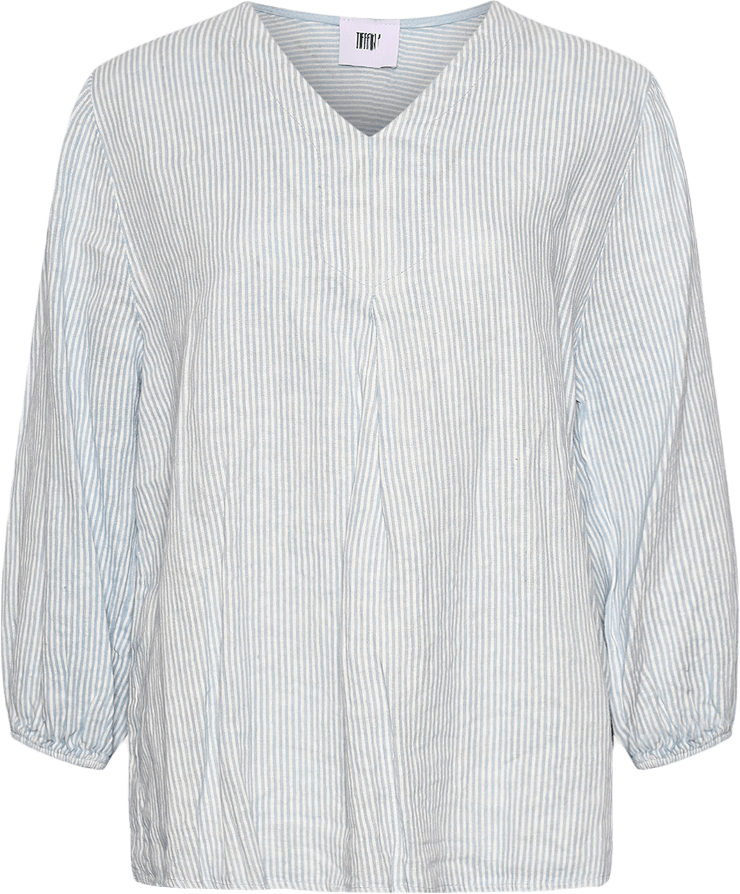 Ella, Blouse Stripe, Linen - Light Blue Stripe/white