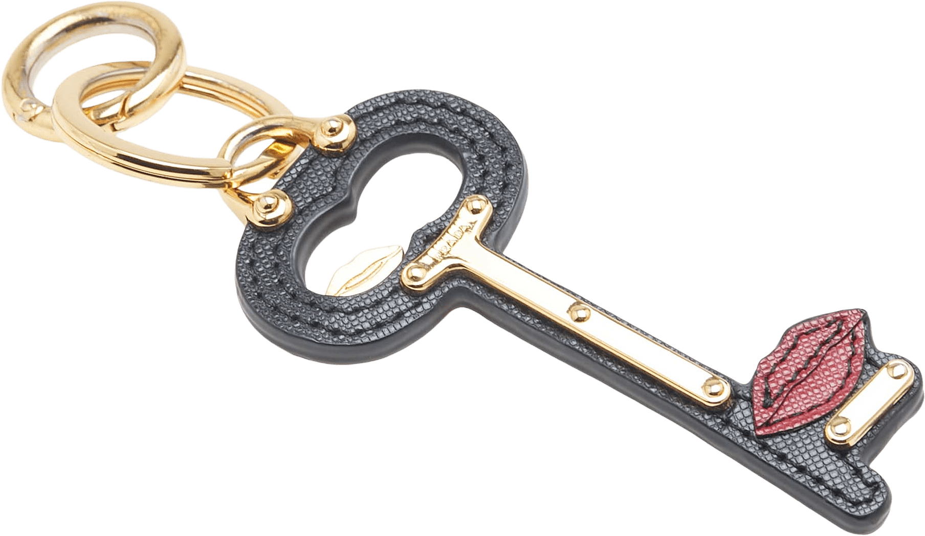 Prada Saffiano Lip Key Chain, från Luxclusif, i färgen black.