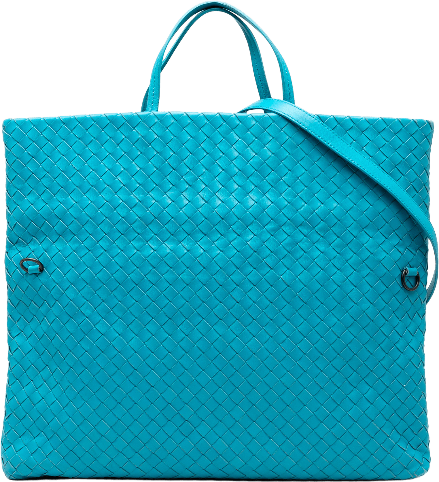 Bottega Veneta Nappa Intrecciato Fold Over Tote, från Luxclusif, i färgen aqua.