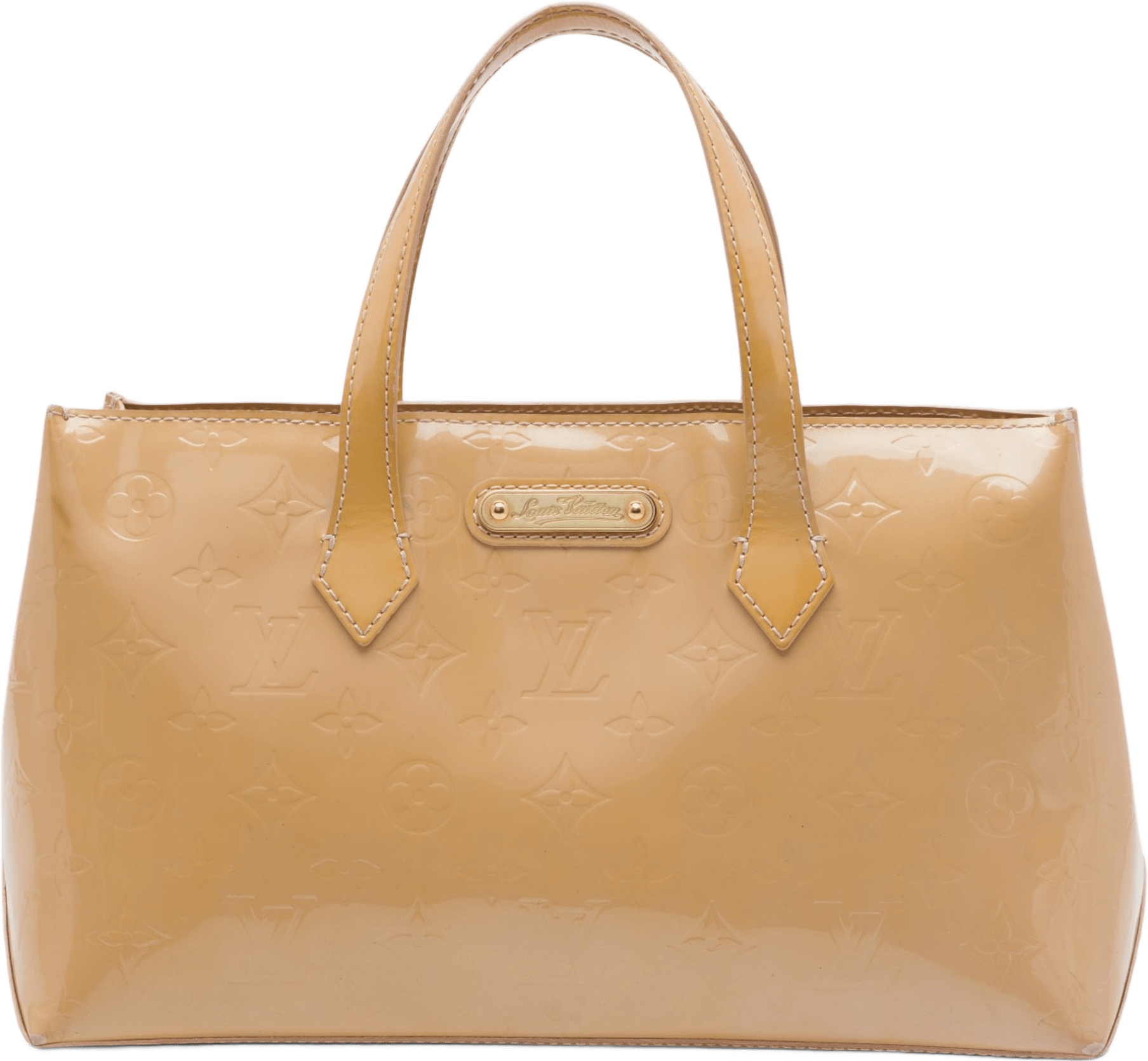 Louis Vuitton Monogram Vernis Alma Pm, från Luxclusif, i färgen beige.