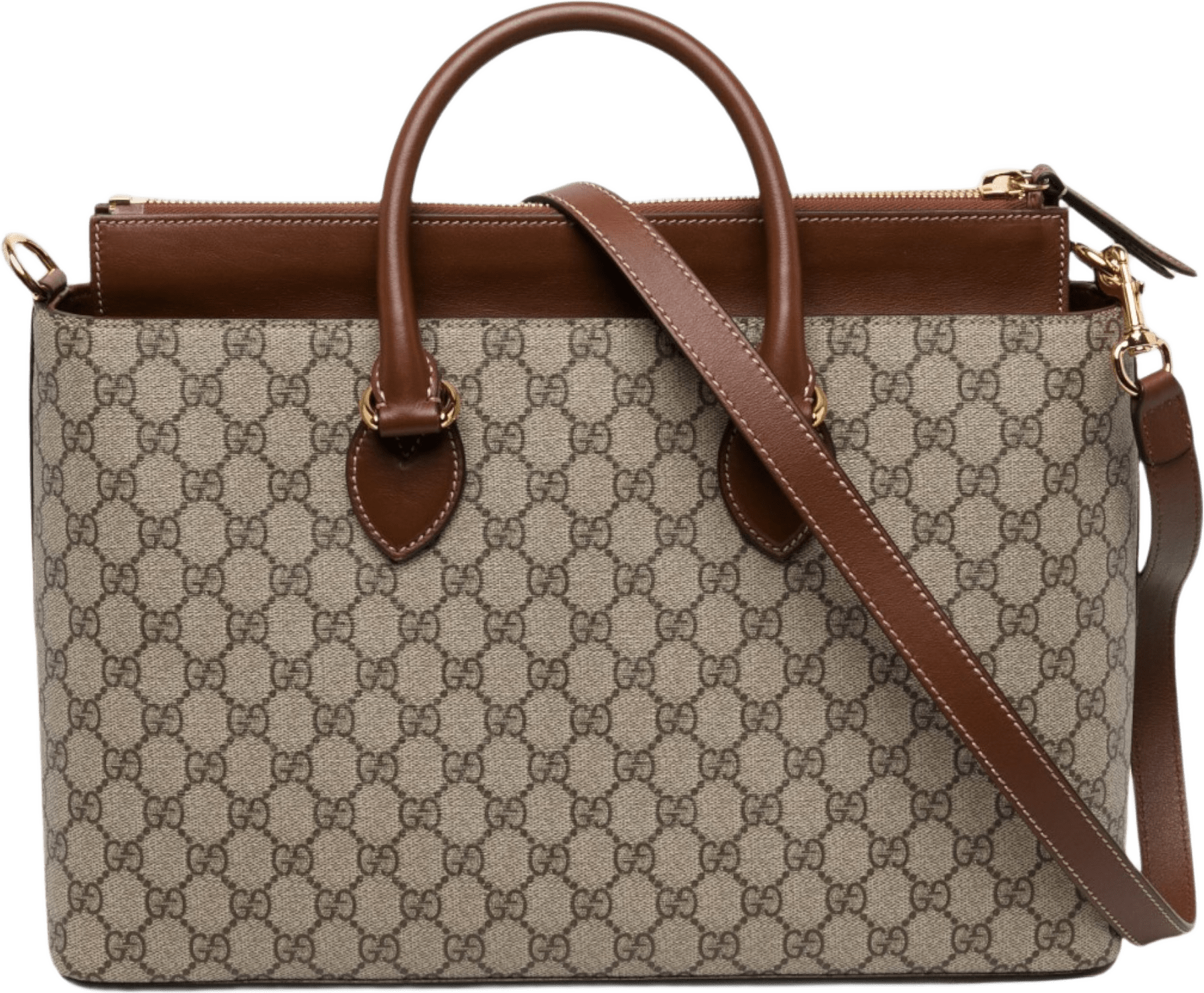 Gucci Large Gg Supreme Linea A Satchel, från Luxclusif, i färgen beige.