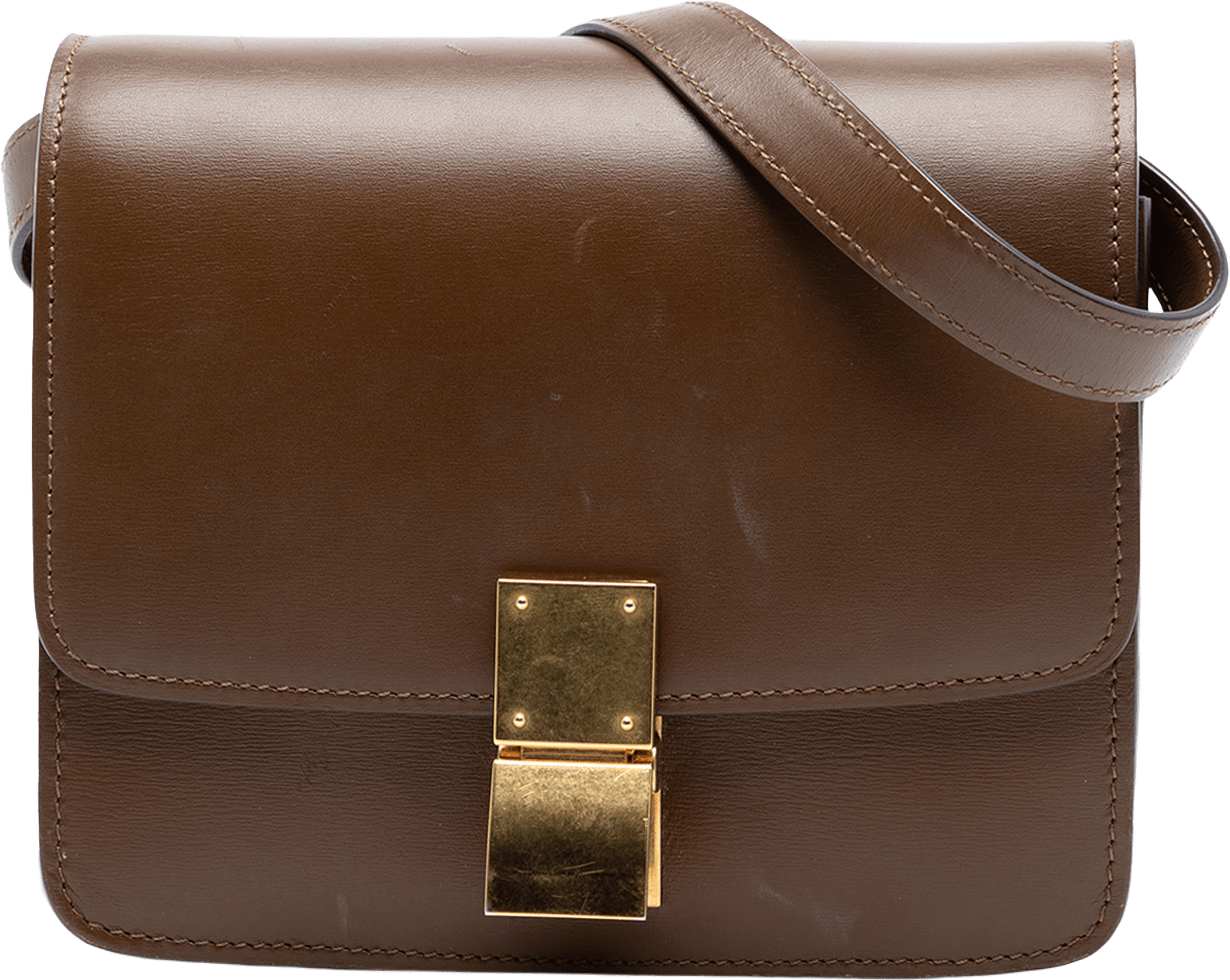 Celine Small Calfskin Classic Box, från Luxclusif, i färgen brown.