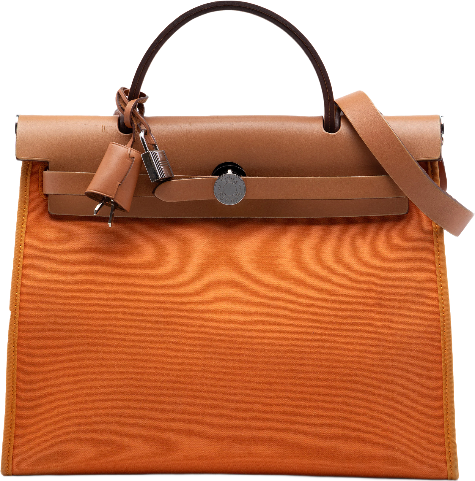 Hermès Toile Herbag Zip 31, från Luxclusif, i färgen orange.