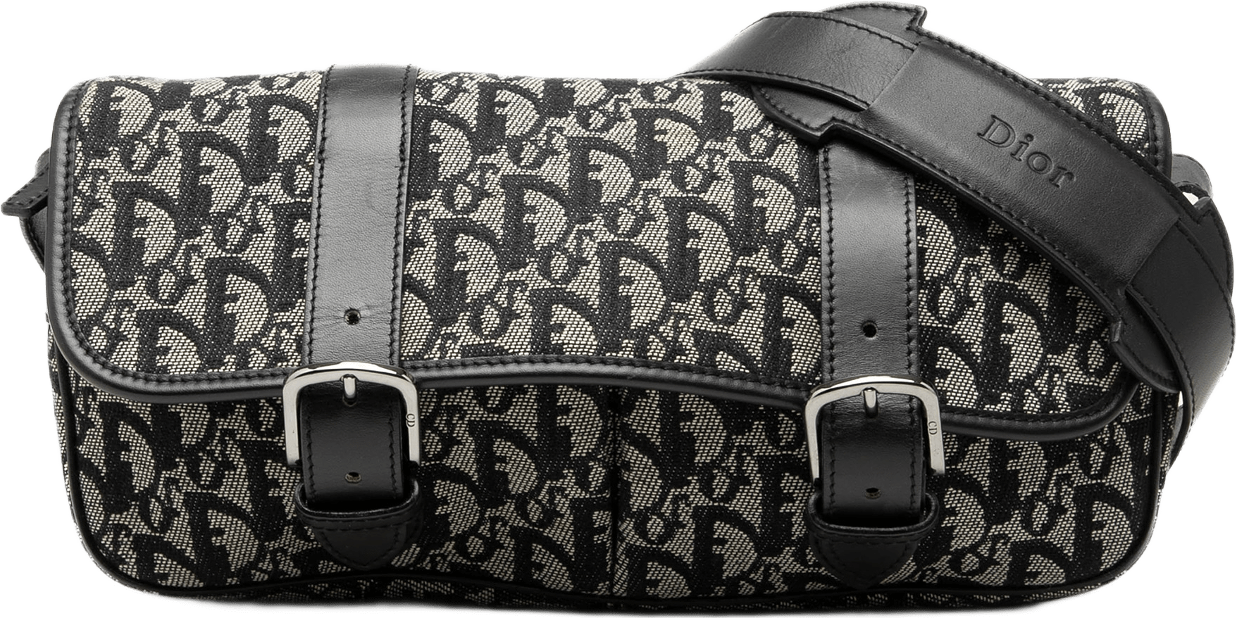 Dior Diorissimo Trotter Canvas Flap Messenger Bag, från Luxclusif, i färgen blå.