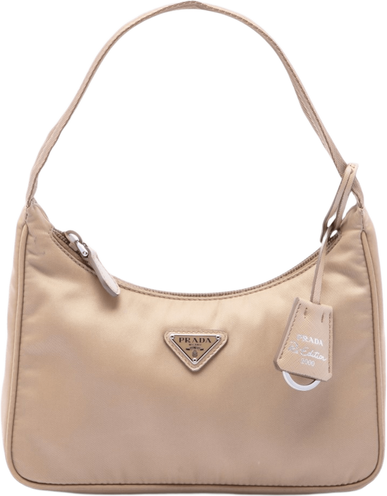 Prada Mini Tessuto Re Edition 2000 Shoulder Bag, från Luxclusif, i färgen beige.