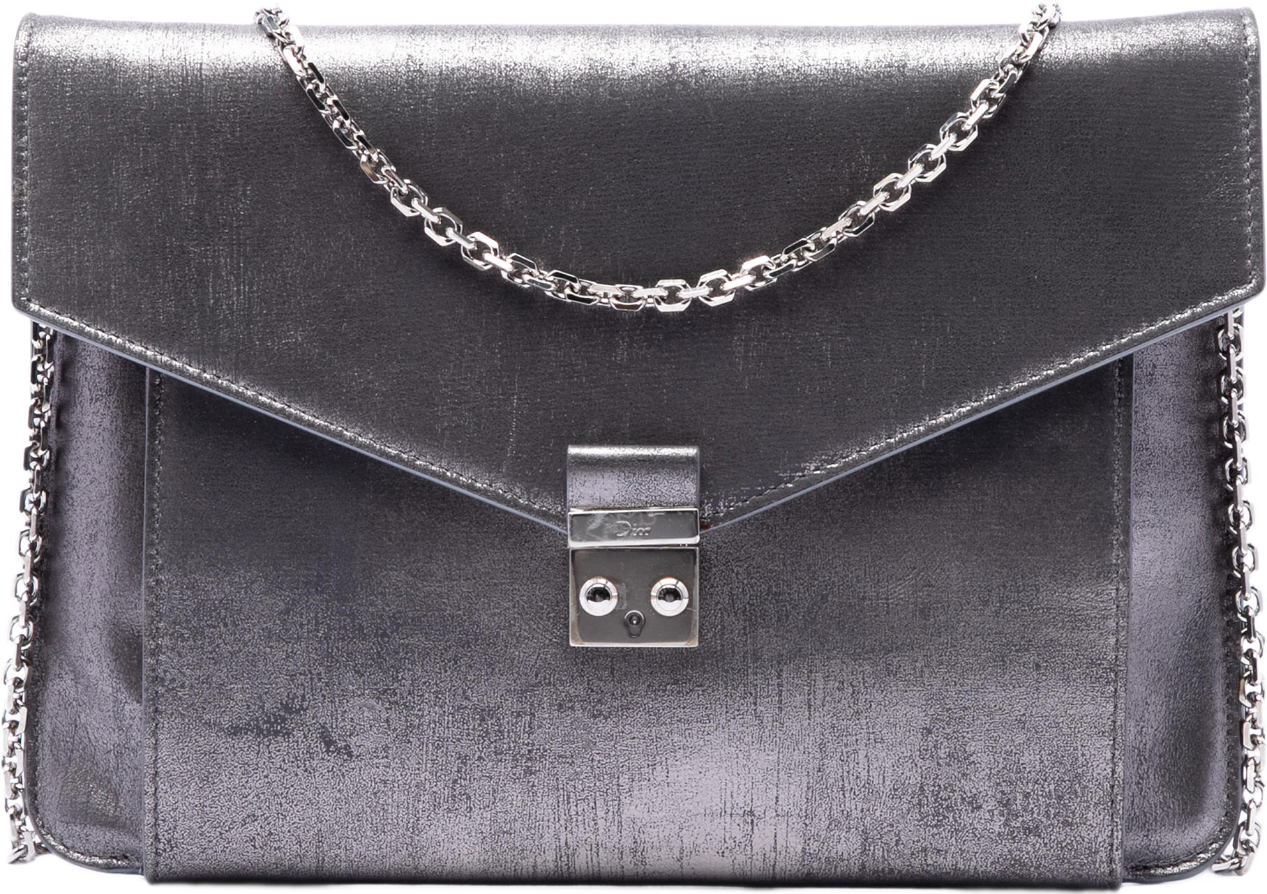 Dior Metallic Leather Shadow Soft Pouch On Chain, från Luxclusif, i färgen silver.