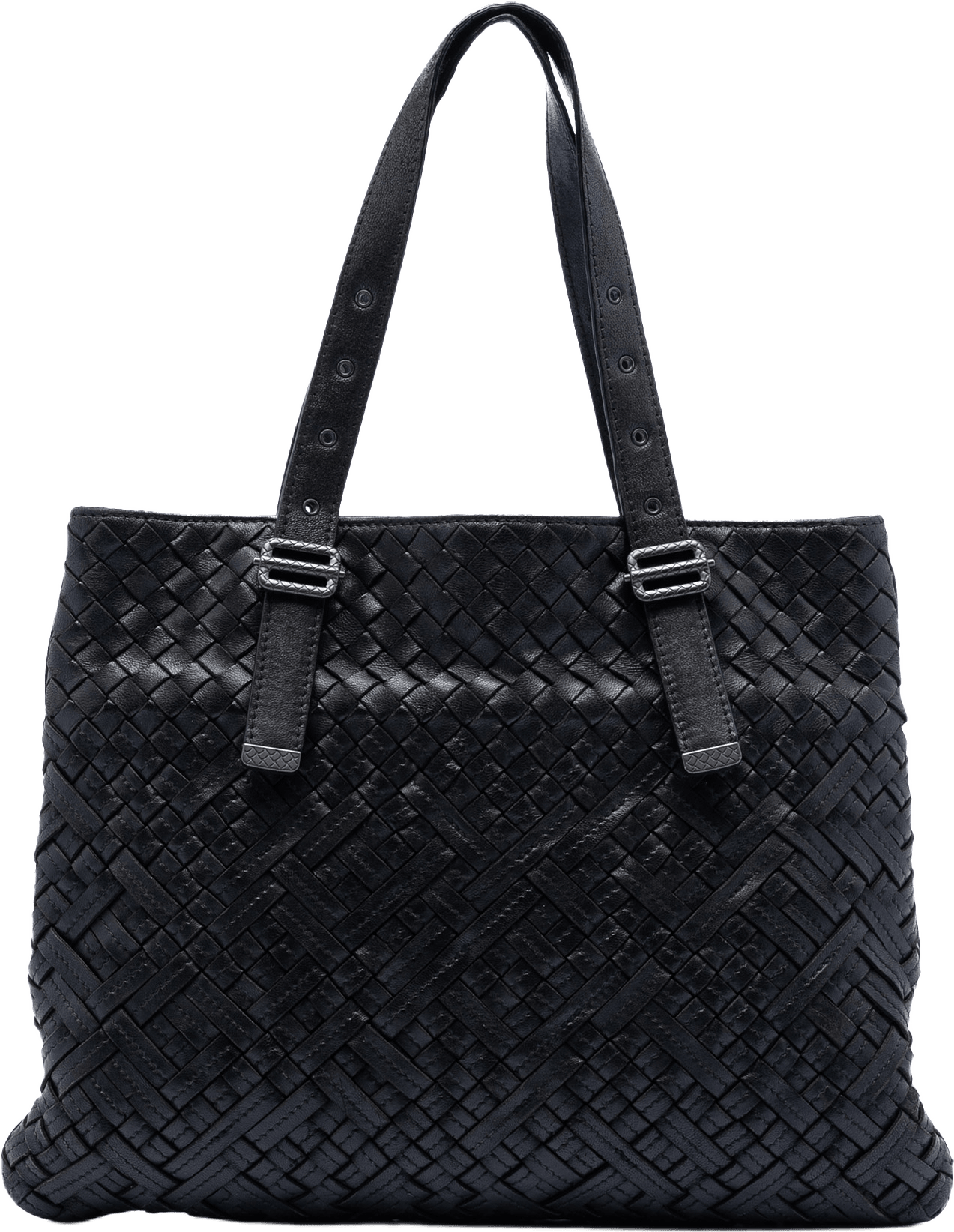 Bottega Veneta Nappa Intrecciato Belted Flat Tote, från Luxclusif, i färgen black.
