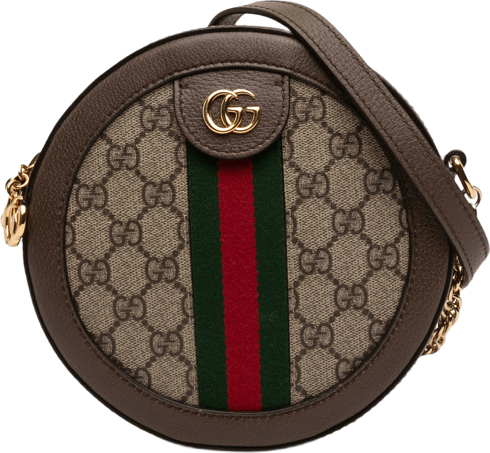 Gucci Mini Gg Supreme Web Ophidia Round Crossbody, från Luxclusif, i färgen beige.