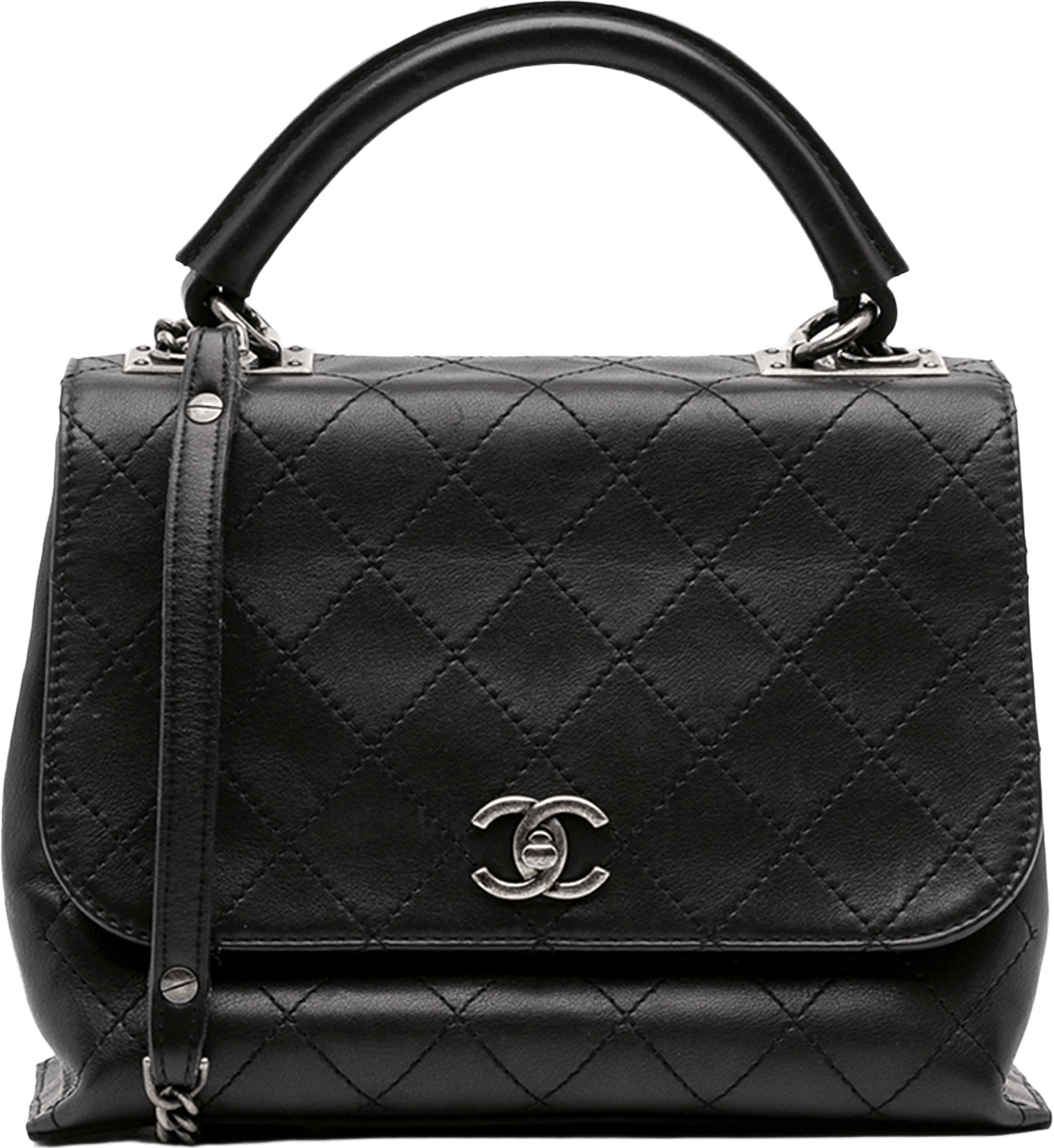 Chanel Stitched Calfskin Urban Luxury Top Handle Bag, från Luxclusif, i färgen black.