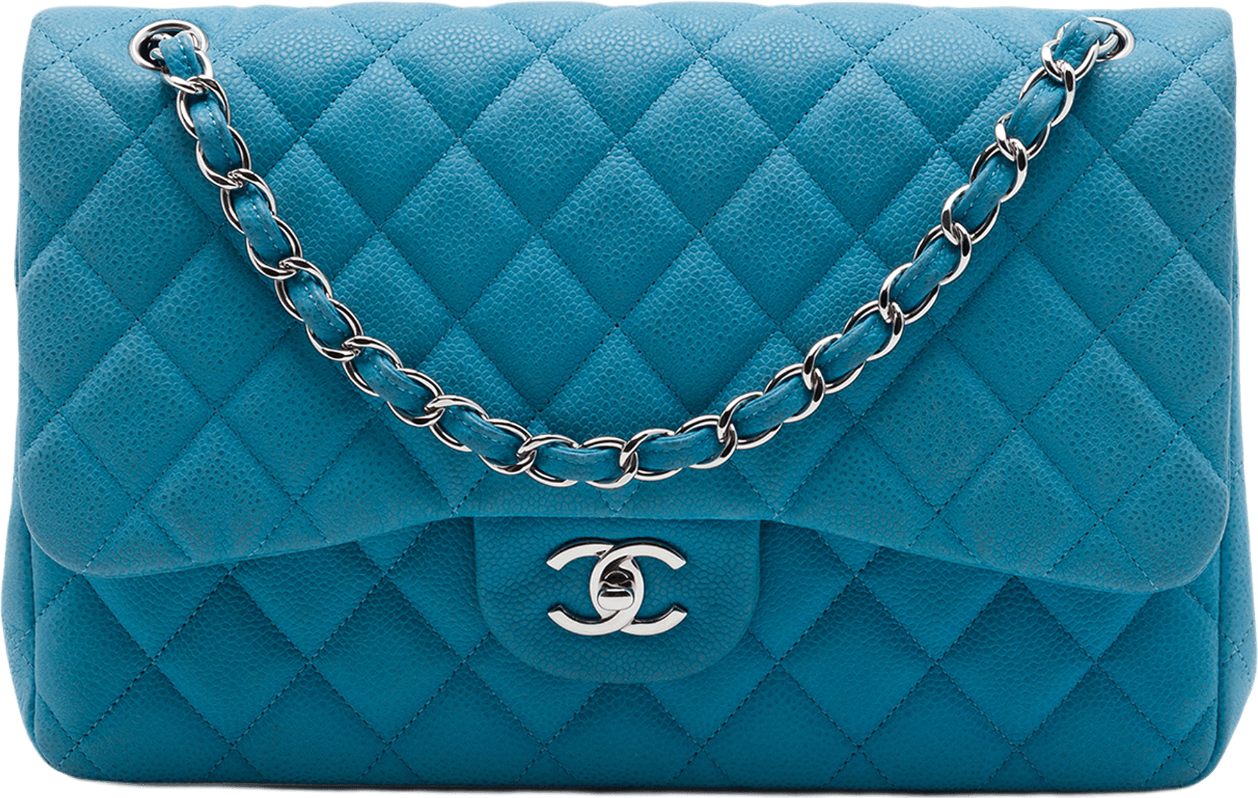 Chanel Jumbo Classic Caviar Double Flap, från Luxclusif, i färgen blå.