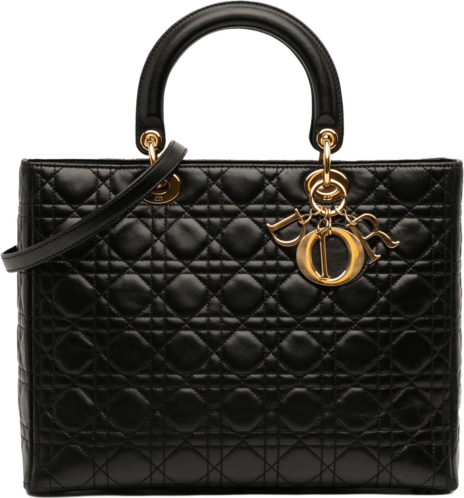 Dior Large Lambskin Cannage Lady Dior, från Luxclusif, i färgen black.