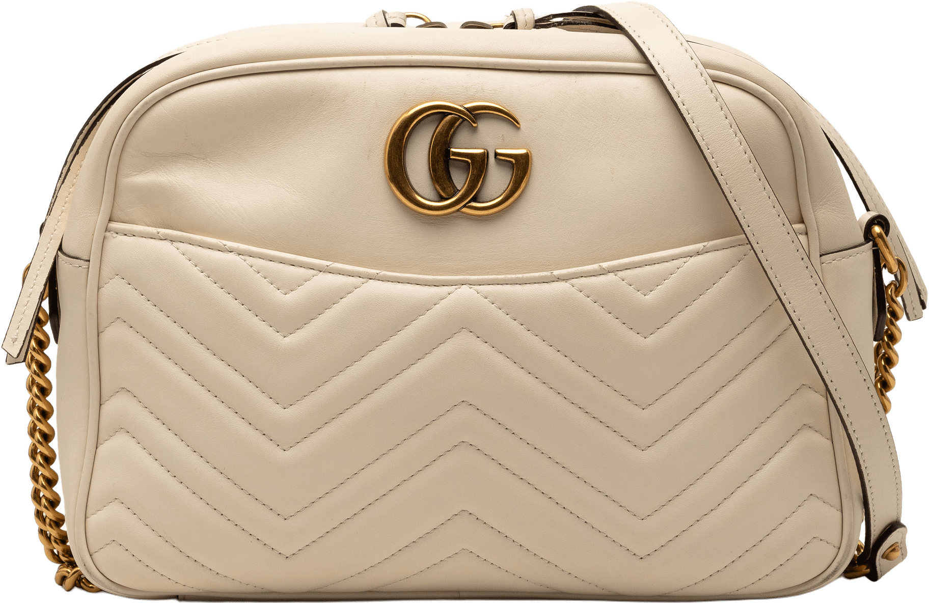Gucci Gg Marmont Matelasse Leather Crossbody, från Luxclusif, i färgen light beige.