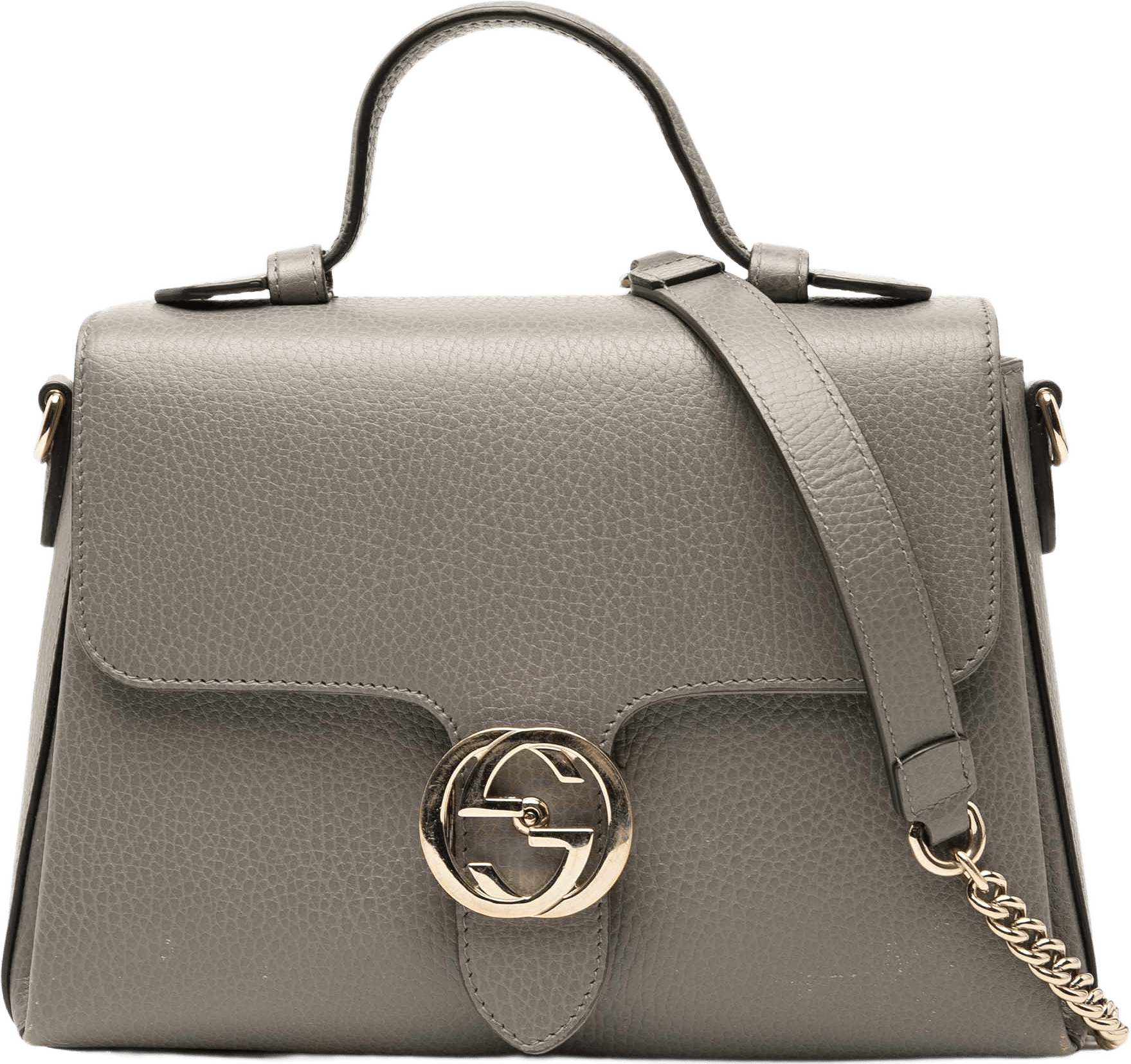 Gucci Small Dollar Calf Interlocking G Satchel, från Luxclusif, i färgen grå.