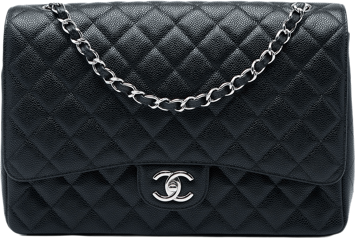 Chanel Maxi Classic Caviar Double Flap, från Luxclusif, i färgen svart.
