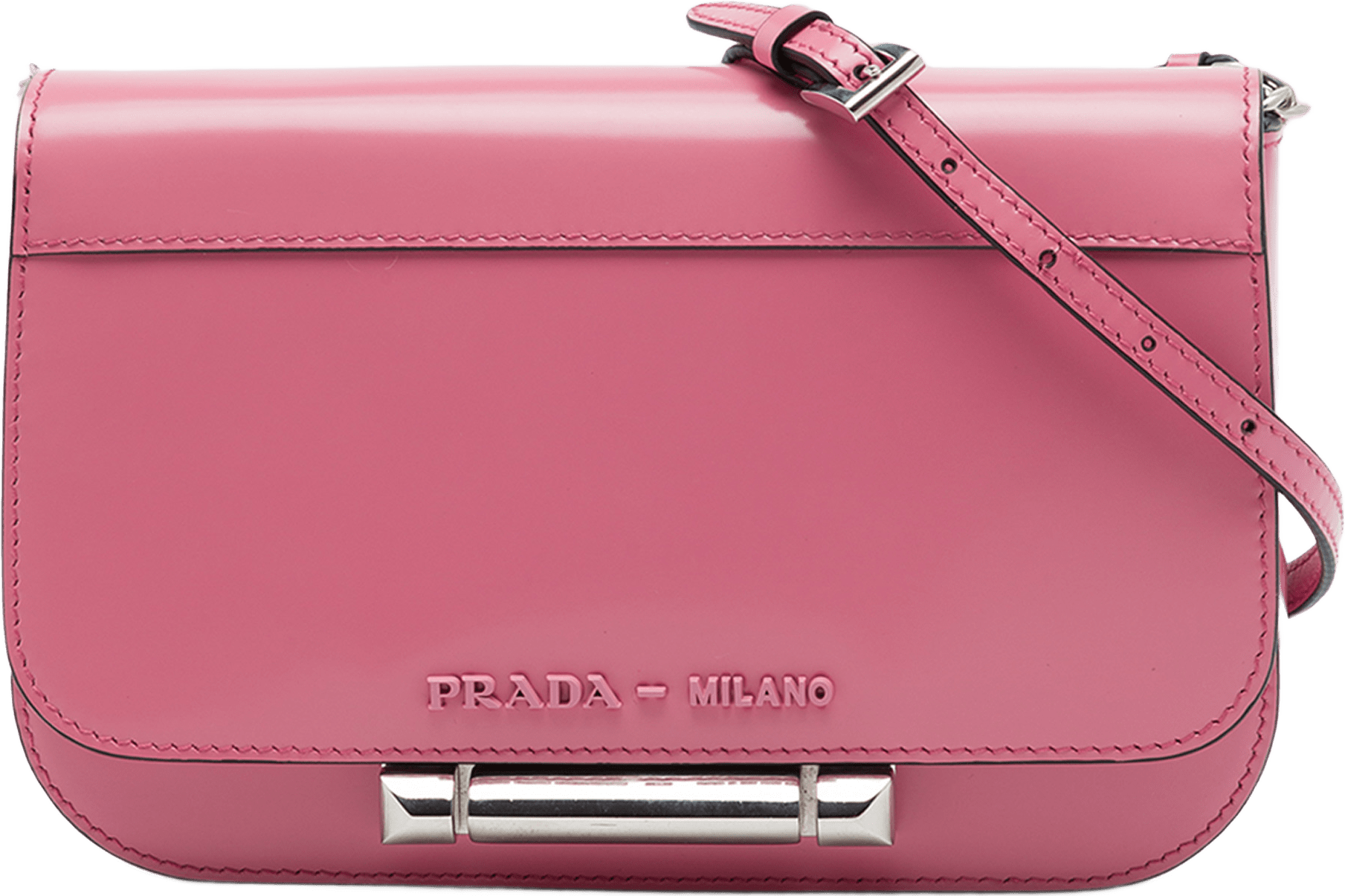 Prada Spazzolato Leather Sybille Flap Crossbody, från Luxclusif, i färgen rosa.