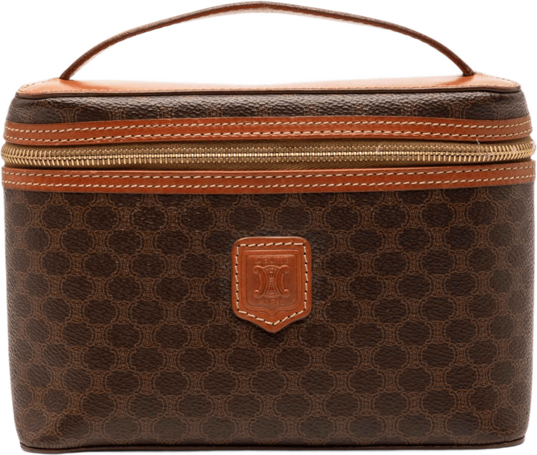 Celine Macadam Coated Canvas Vanity Bag, från Luxclusif, i färgen brown.