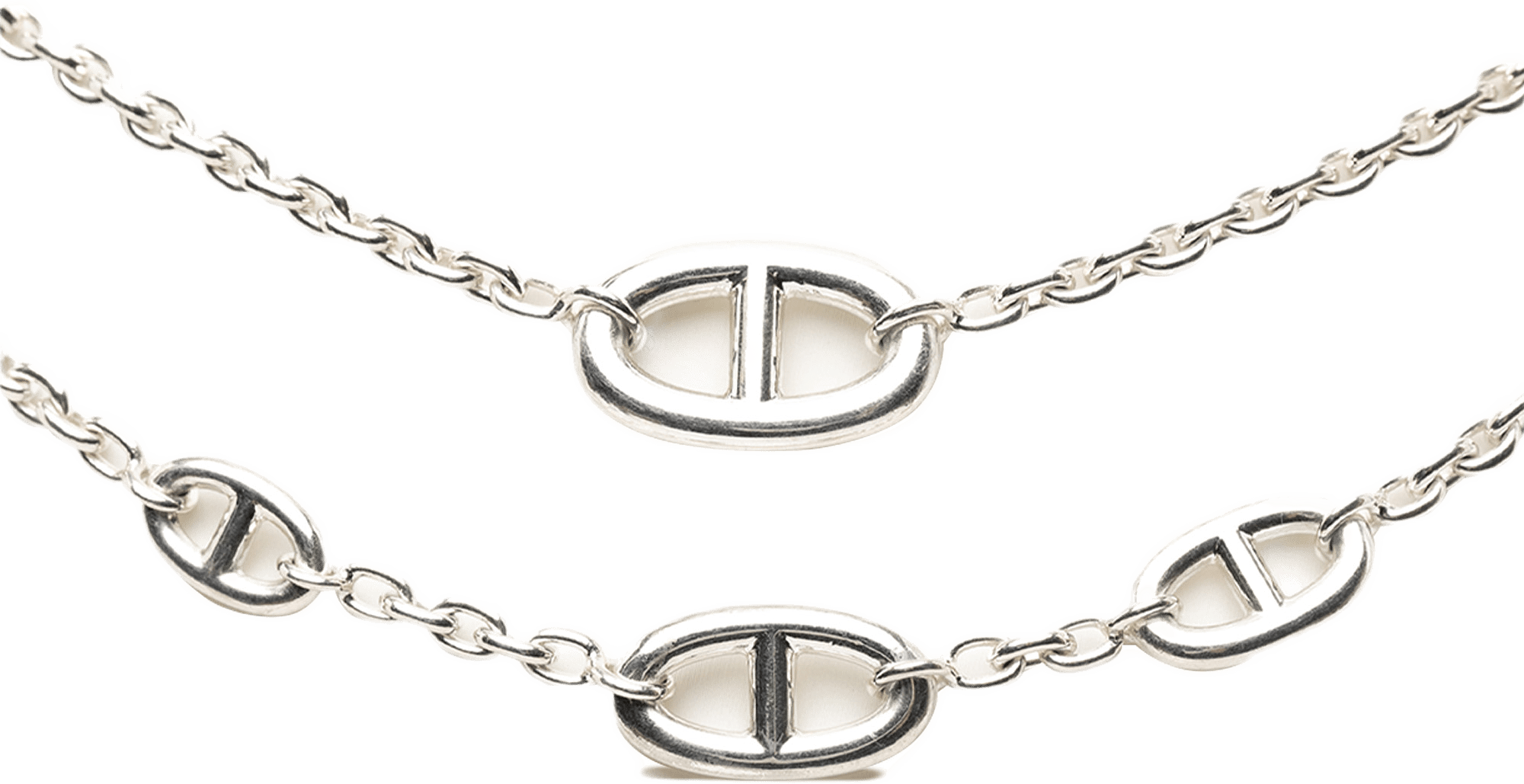 Hermès Sterling Silver Farandole Long Necklace 160, från Luxclusif, i färgen silver.