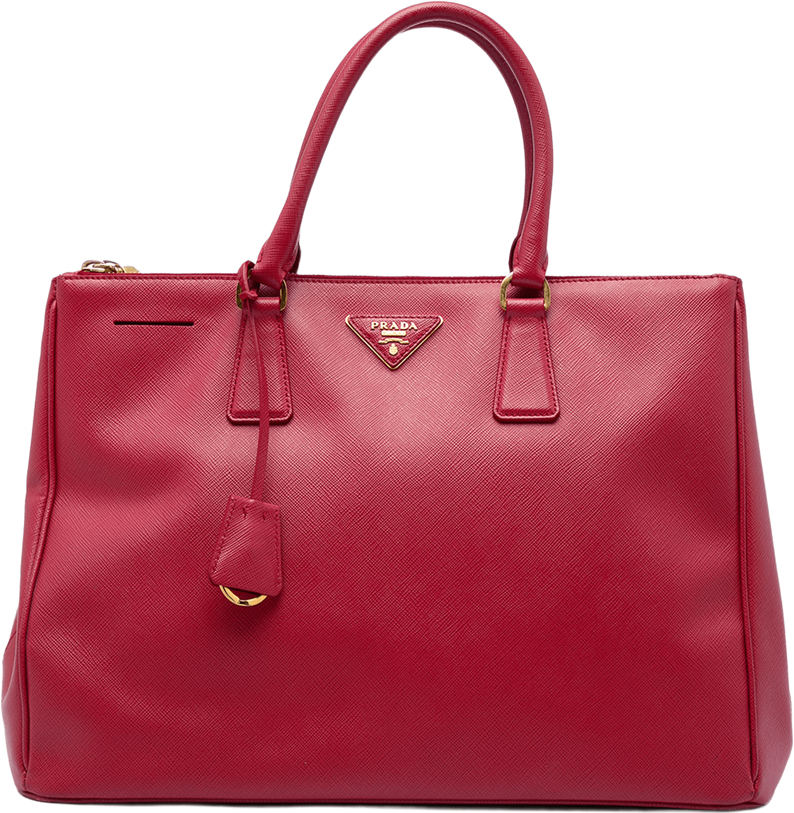 Prada Large Saffiano Lux Galleria Double Zip Tote, från Luxclusif, i färgen röd.