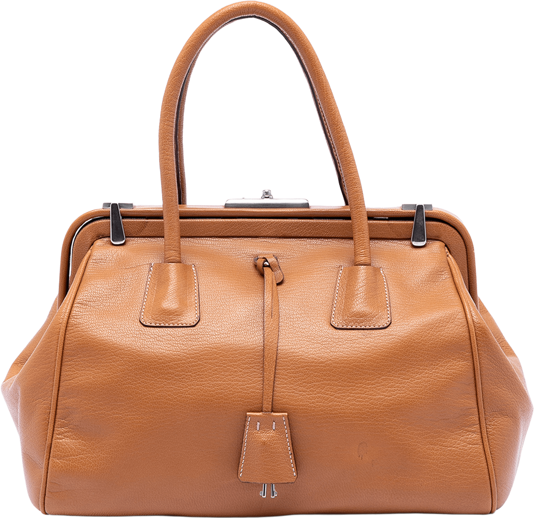 Prada Goatskin Madras Cerniera Handbag, från Luxclusif, i färgen light brown.