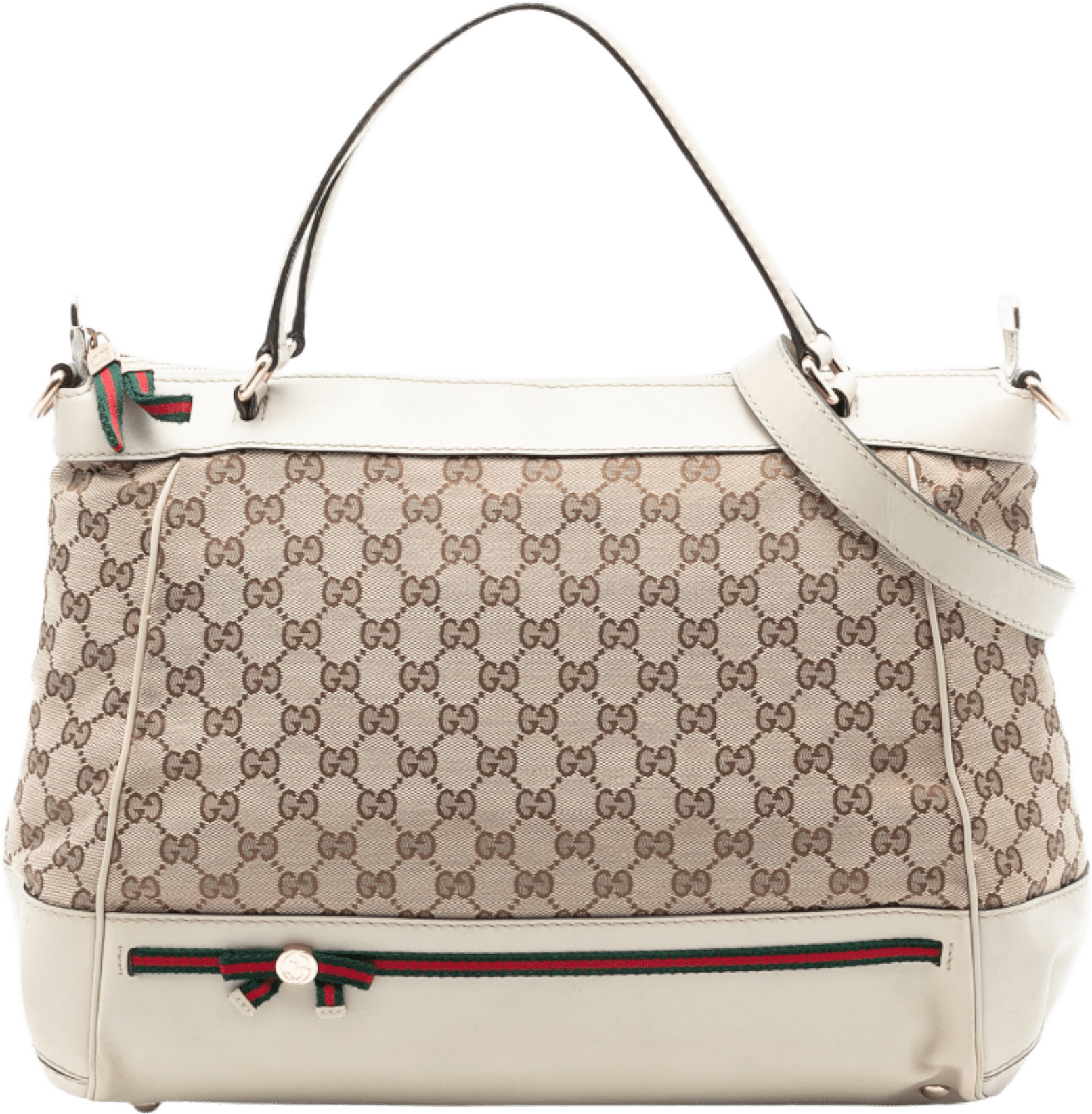 Gucci Gg Canvas Web Mayfair Satchel, från Luxclusif, i färgen beige.