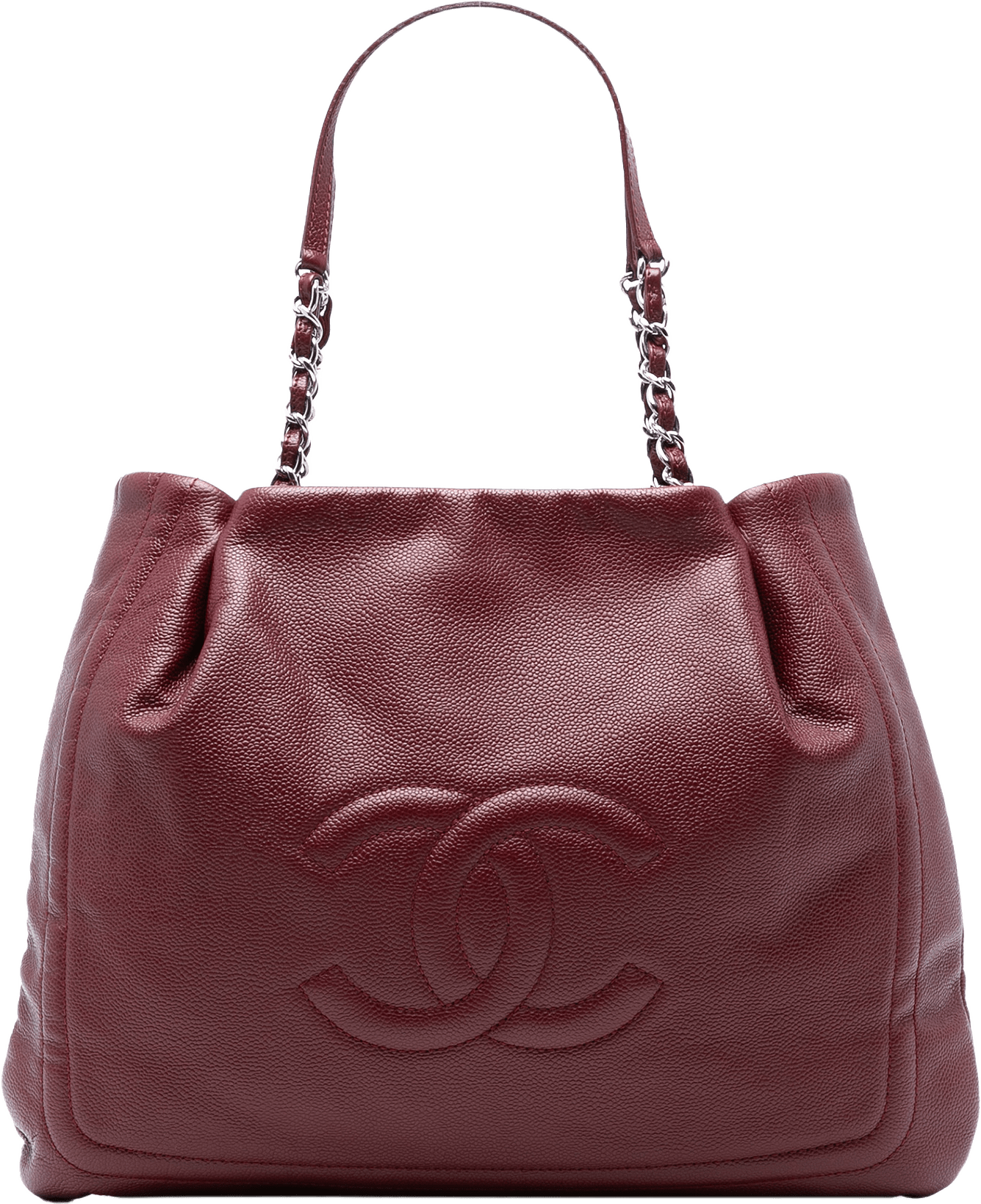 Chanel Cc Caviar Tote, från Luxclusif, i färgen dark red.