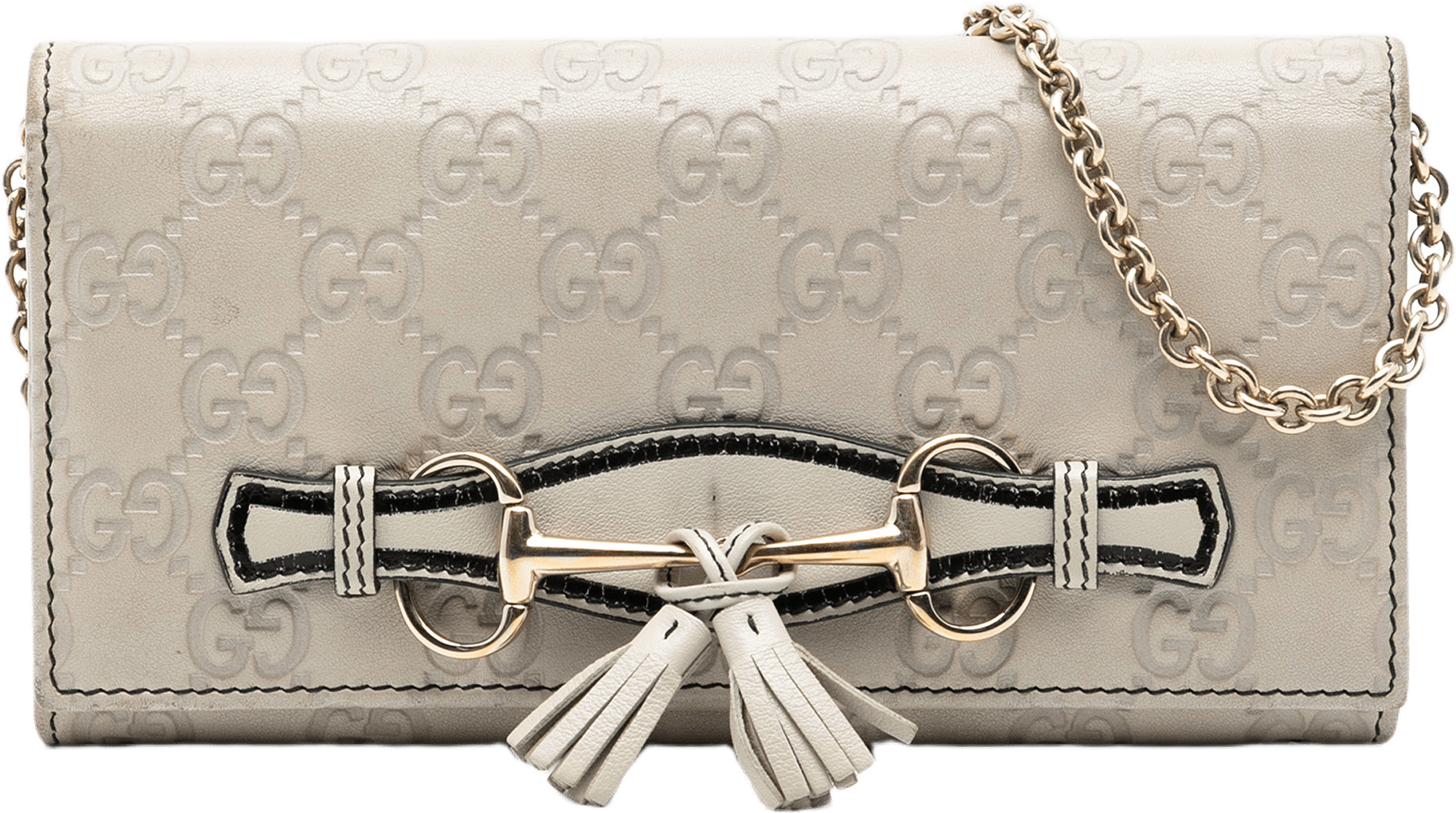 Gucci Guccissima Emily Wallet On Chain, från Luxclusif, i färgen light beige.