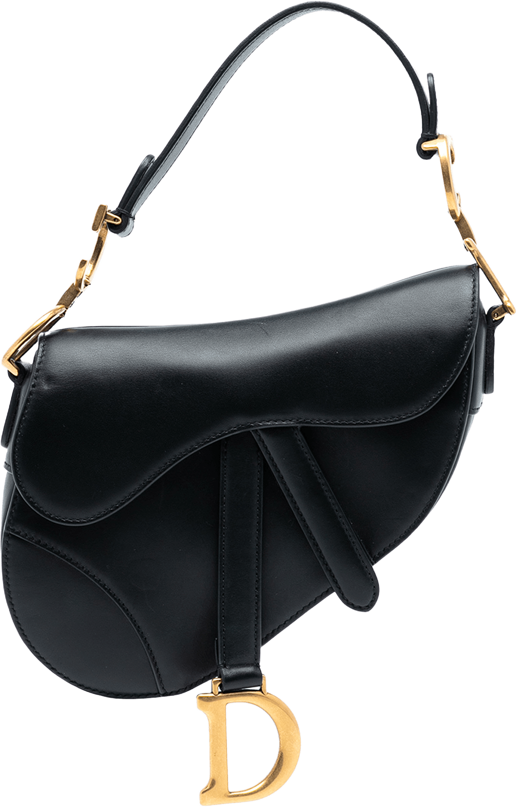 Dior Mini Smooth Calfskin Saddle Bag, från Luxclusif, i färgen black.