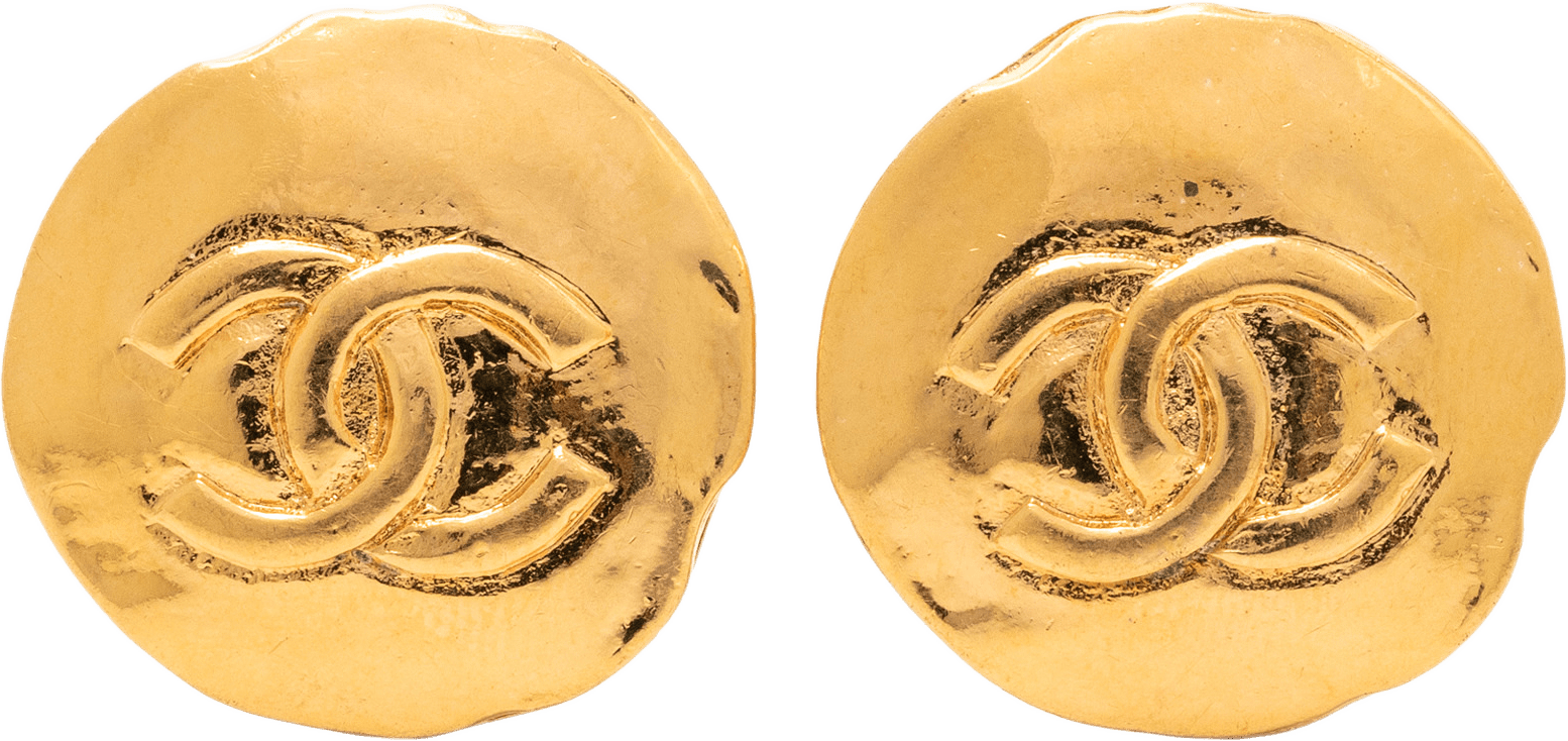 Chanel Cc Gold Plated Round Clip On Earrings, från Luxclusif, i färgen guld.