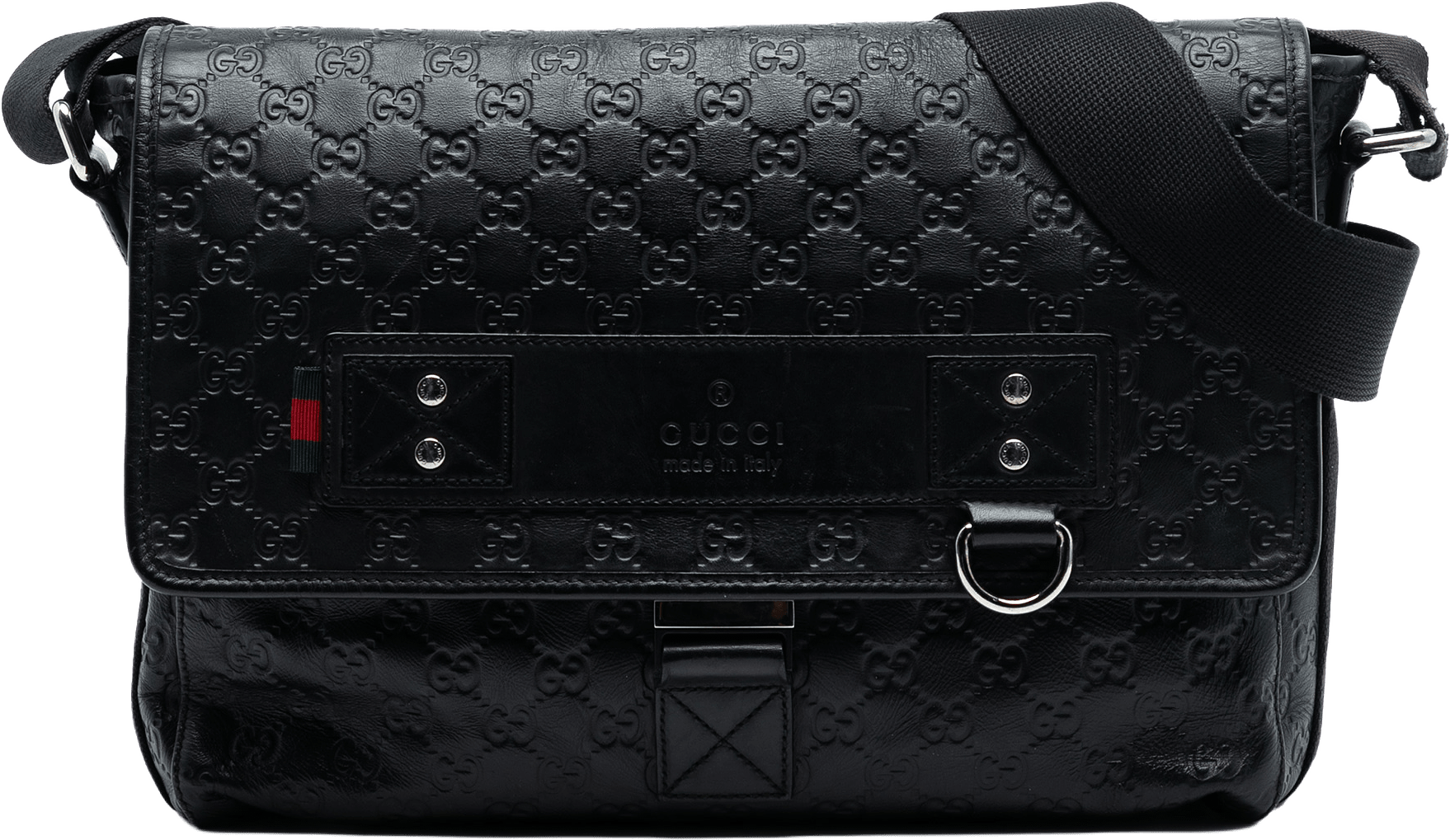 Gucci Guccissima Web Crossbody, från Luxclusif, i färgen black.