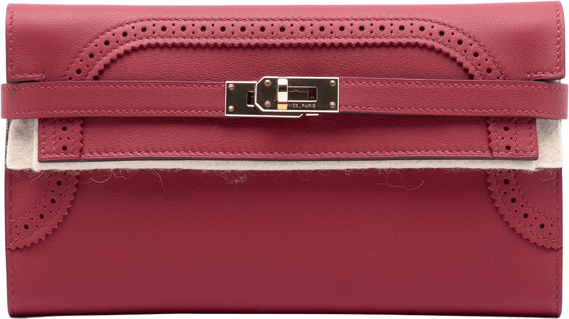 Hermès Swift Ghillies Kelly Longue Wallet, från Luxclusif, i färgen dark red.