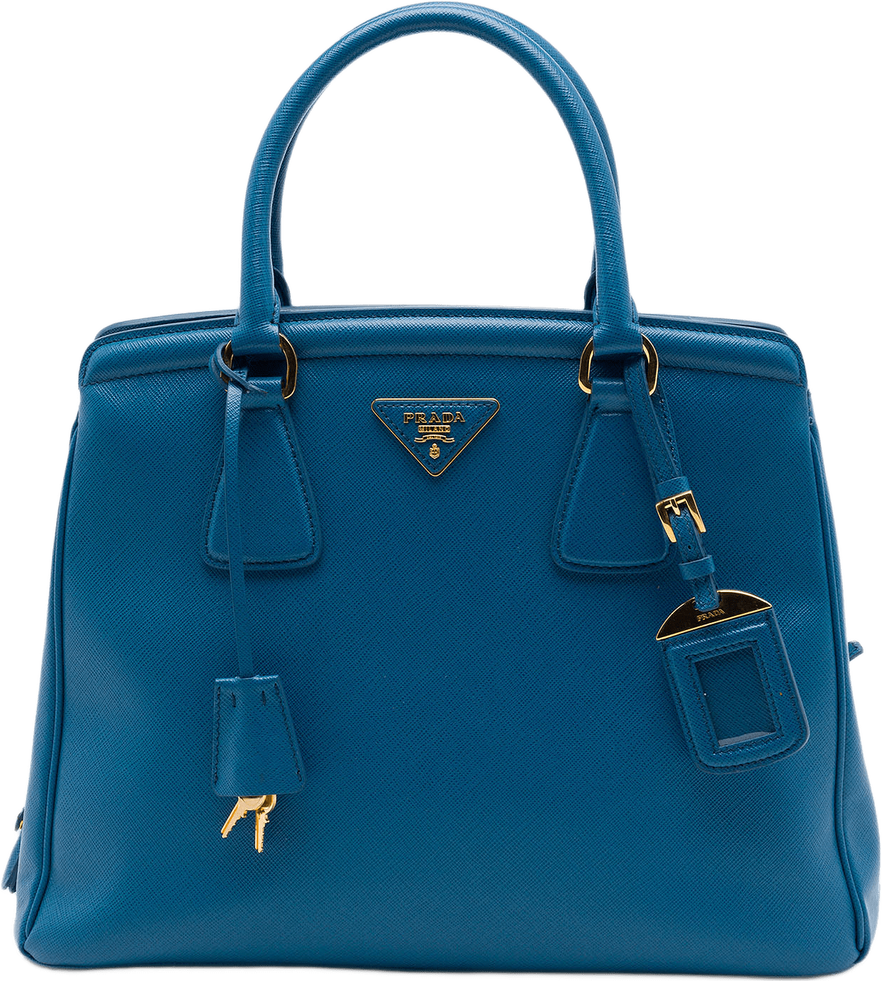 Prada Saffiano Lux Parabole Tote, från Luxclusif, i färgen blå.