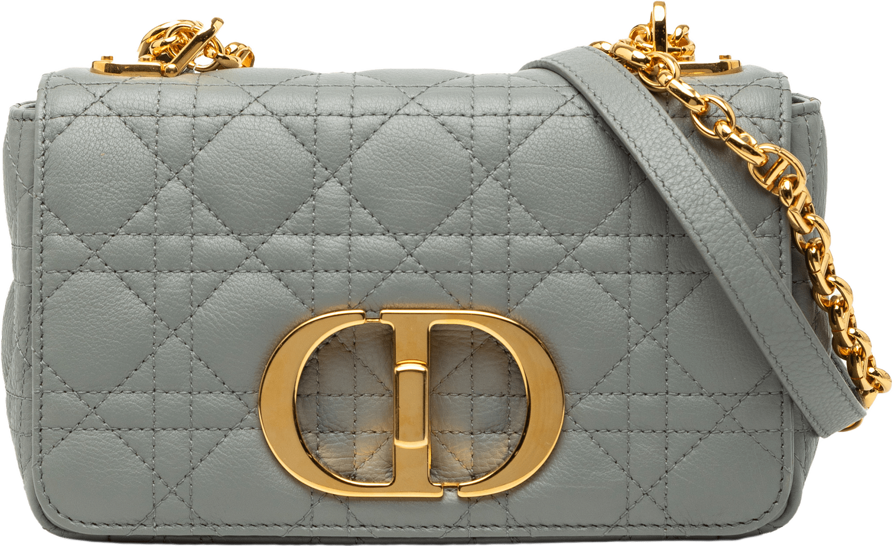 Dior Small Calfskin Cannage Caro Crossbody, från Luxclusif, i färgen gray.