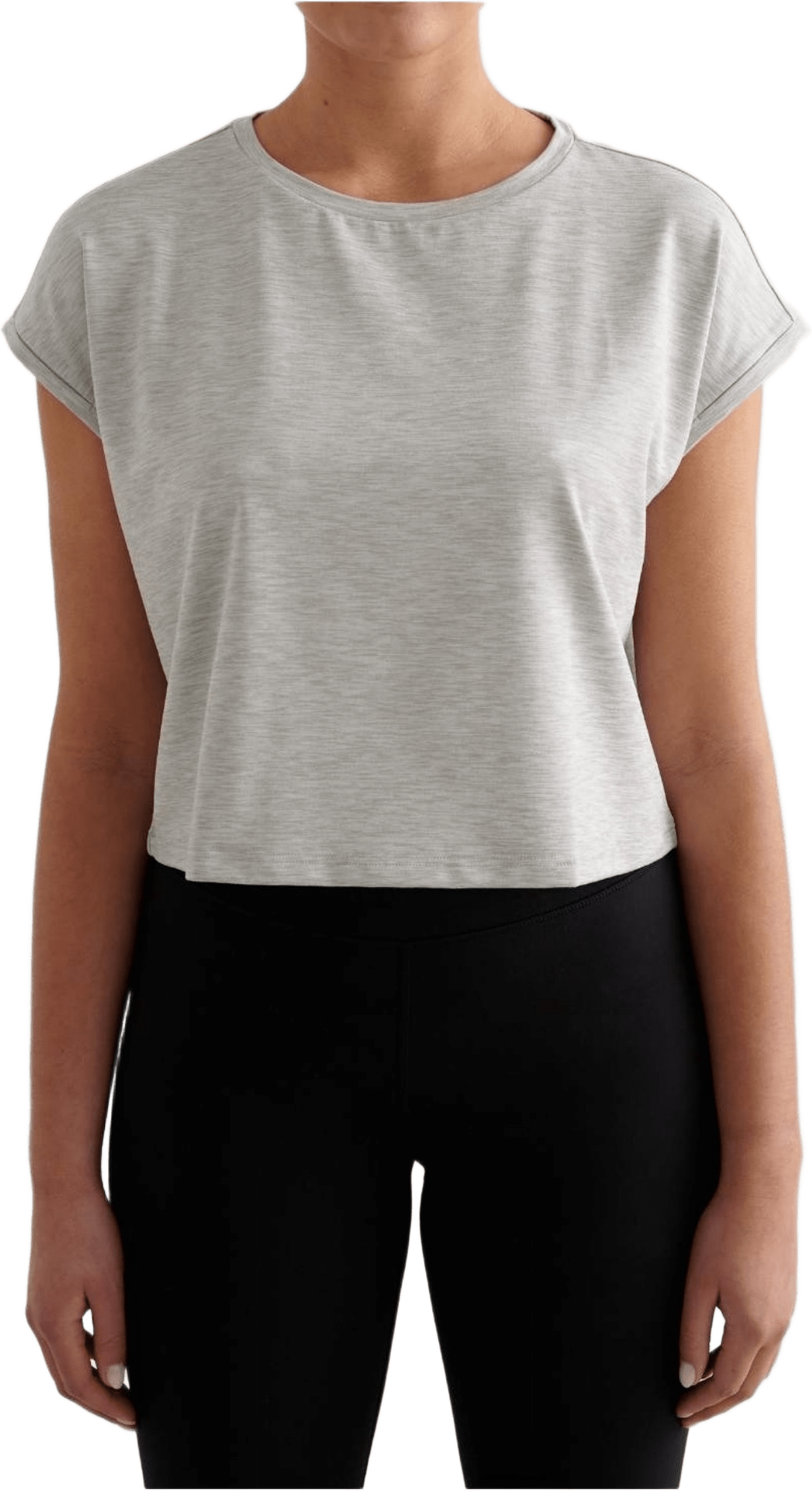 Soft Basic Roll Sleeve Top, från aim'n, i färgen grey melange.