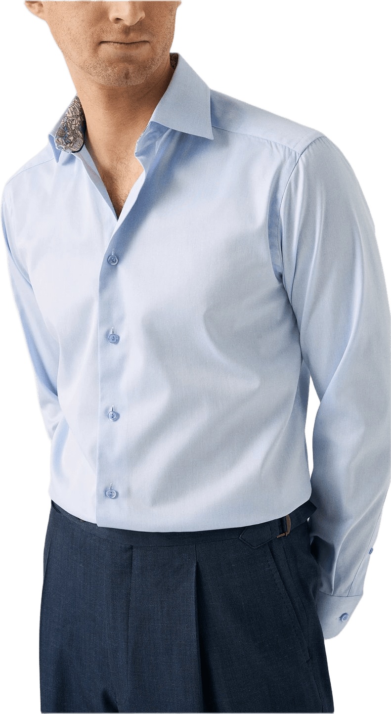 Blommig Signature Twill-skjorta Slim Fit, från Eton, i färgen light blue.