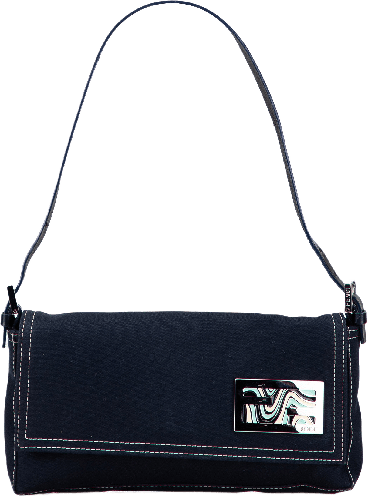 Fendi Canvas Ff Marble Baguette Shoulder Bag, från Luxclusif, i färgen dark blue.