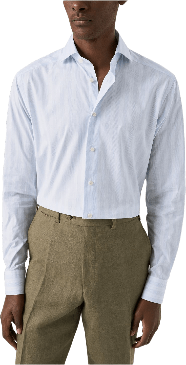 Randig Poplin-skjorta Slim Fit, från Eton, i färgen mid blue.