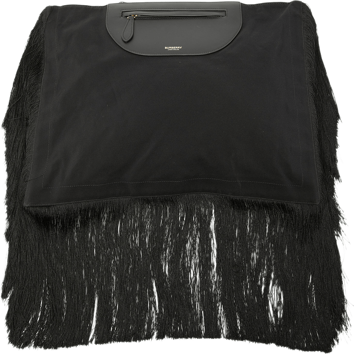 Burberry Canvas Olympia Fringe Clutch, från Luxclusif, i färgen svart.