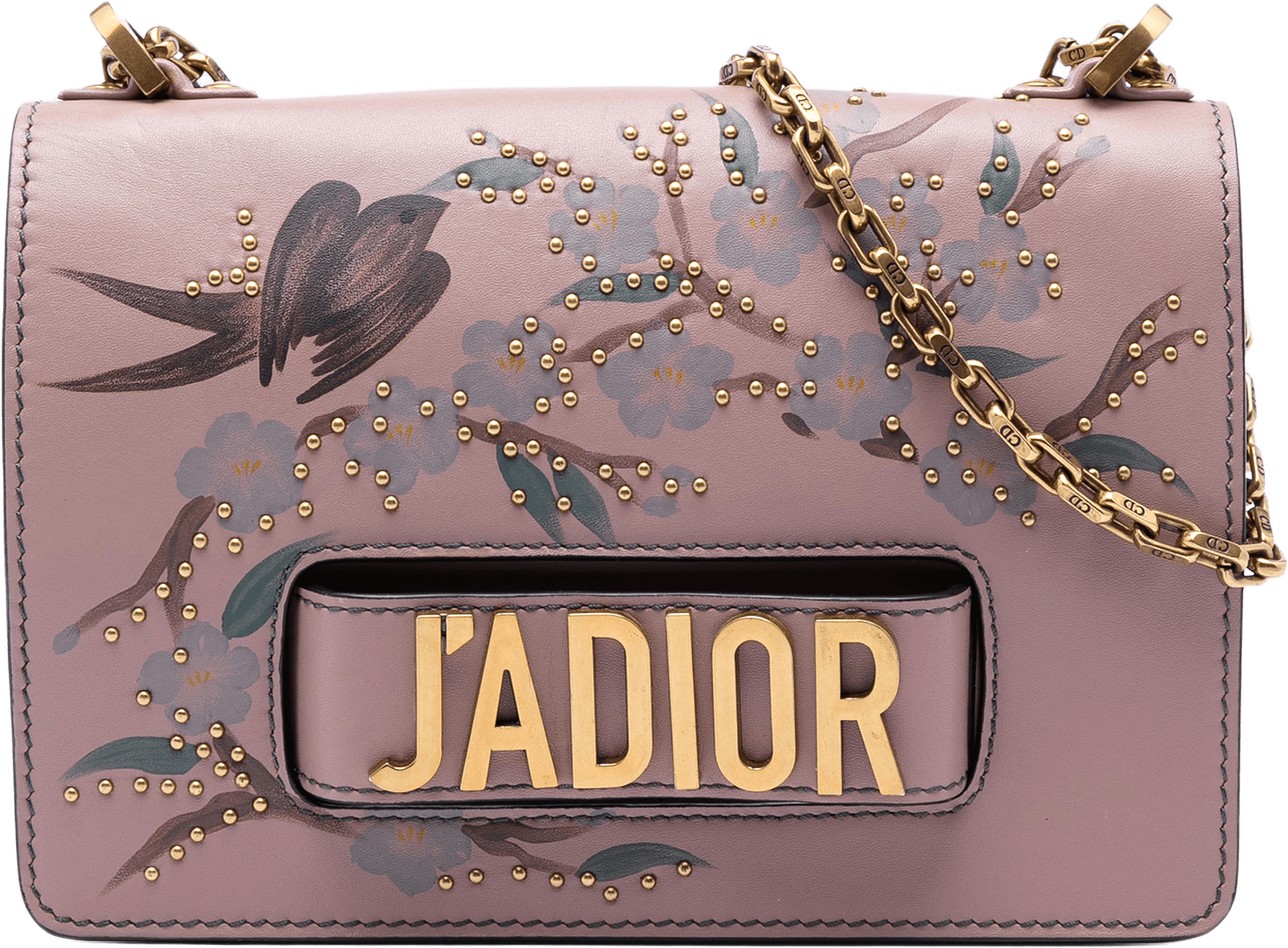 Dior Jardin Japonais Medium Calfskin Jadior Chain Flap, från Luxclusif, i färgen lily.