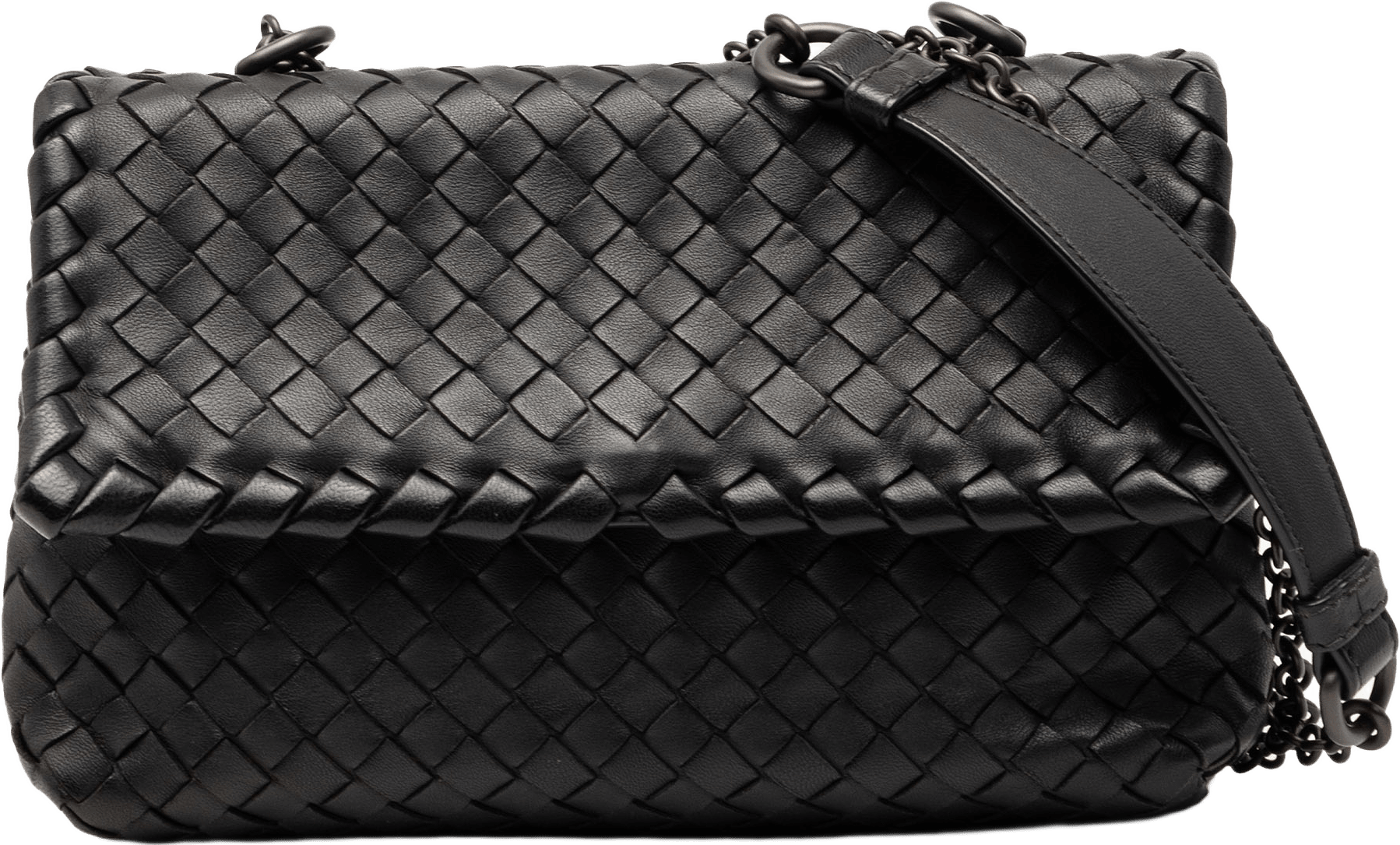Bottega Veneta Baby Nappa Intrecciato Olimpia Crossbody, från Luxclusif, i färgen black.