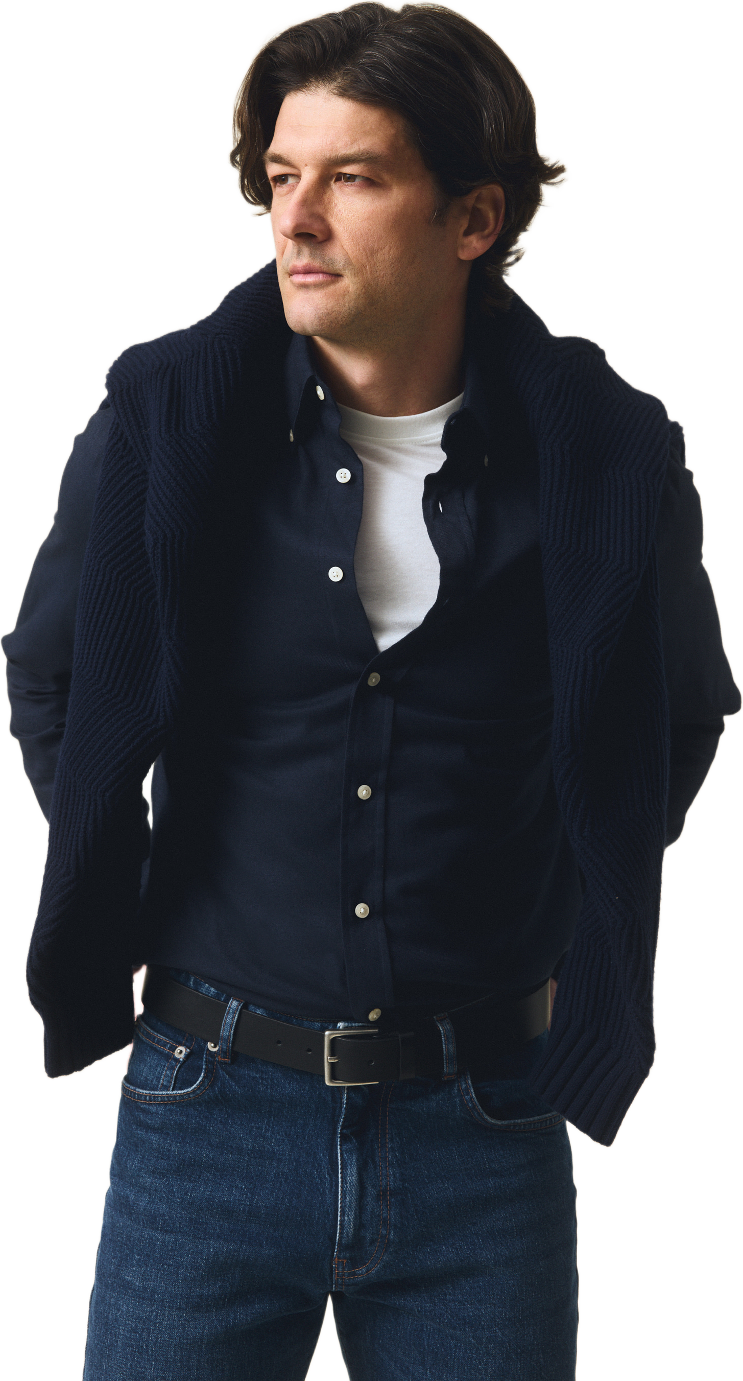 Casual Solid Flannel B.d Shirt, från Lexington, i färgen dark blue.