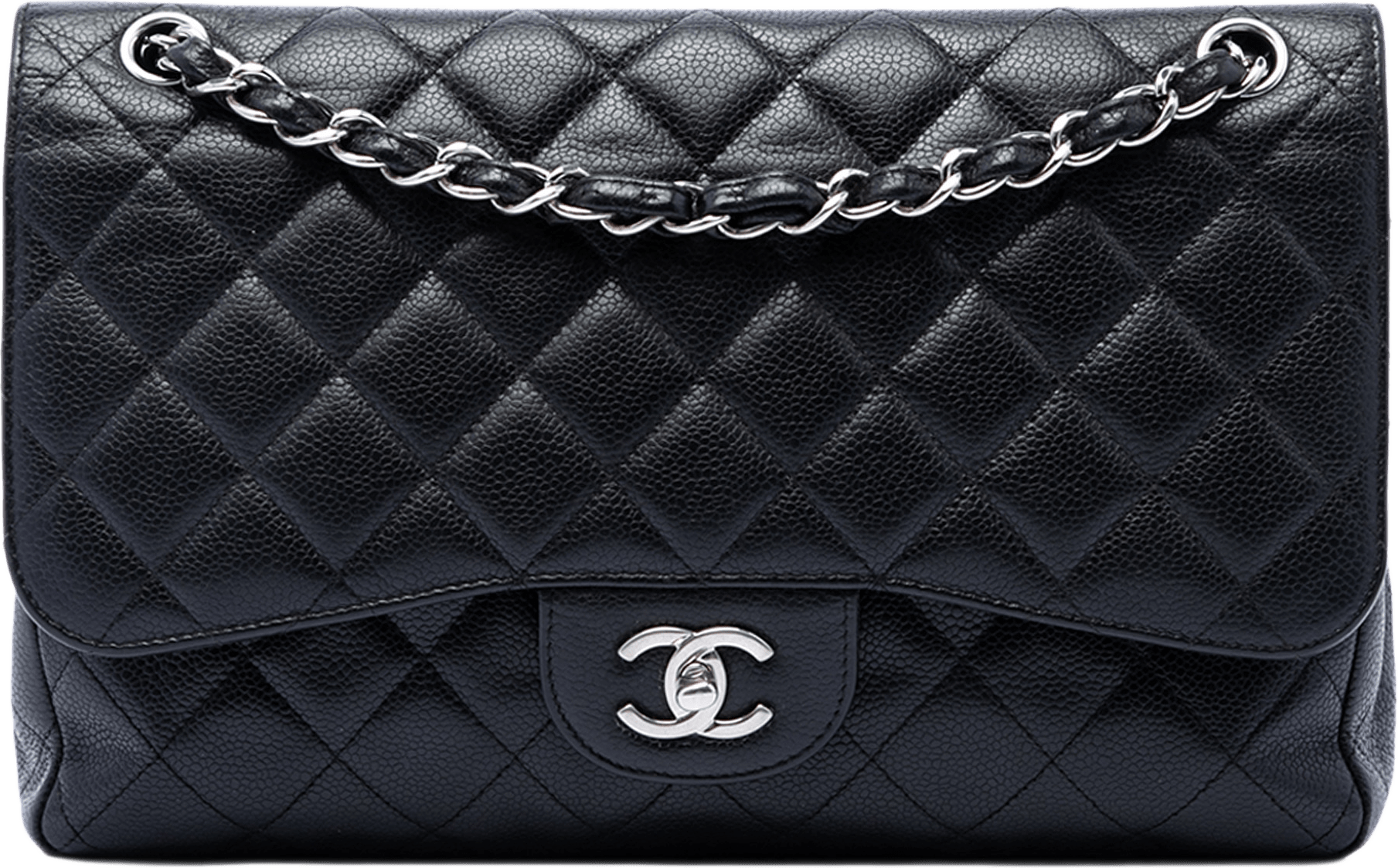 Chanel Jumbo Classic Caviar Double Flap, från Luxclusif, i färgen svart.