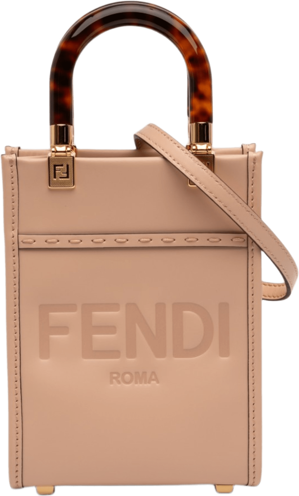 Fendi Mini Leather Sunshine Shopper Tote, från Luxclusif, i färgen rosa.