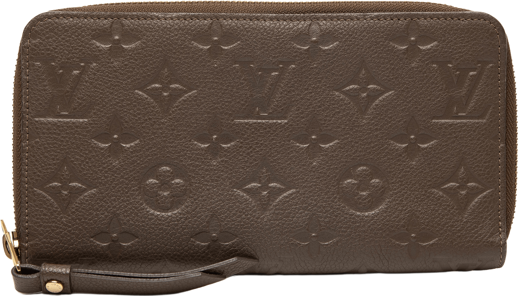 Louis Vuitton Monogram Empreinte Zippy Wallet, från Luxclusif, i färgen dark brown.