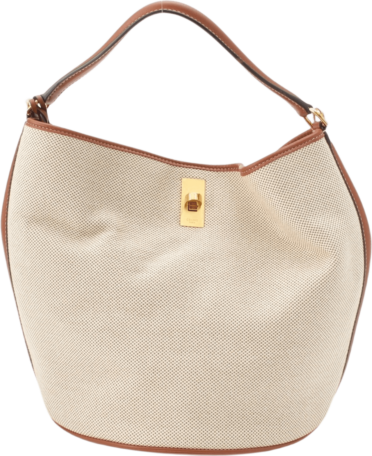 Celine Medium Canvas Bucket 16, från Luxclusif, i färgen brun.